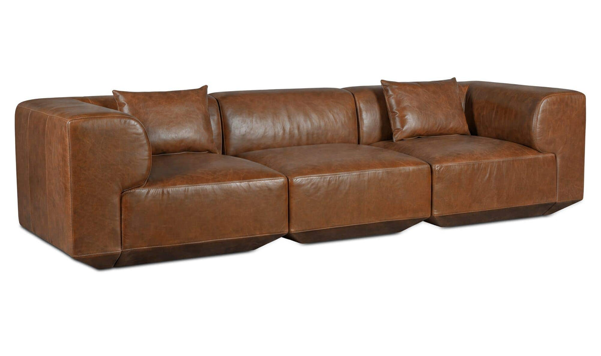 Goodwin Dark Brown Leather Modular Sofa - Ornate Home
