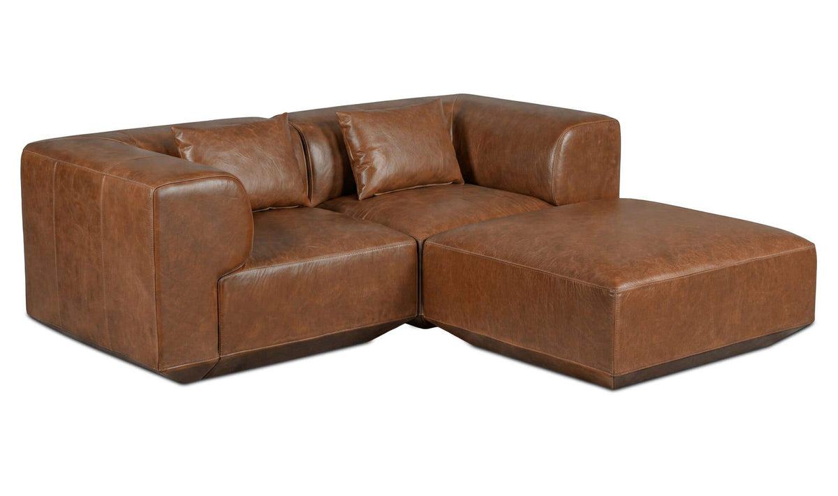 Goodwin Dark Brown Leather Nook Modular Sectional - Ornate Home