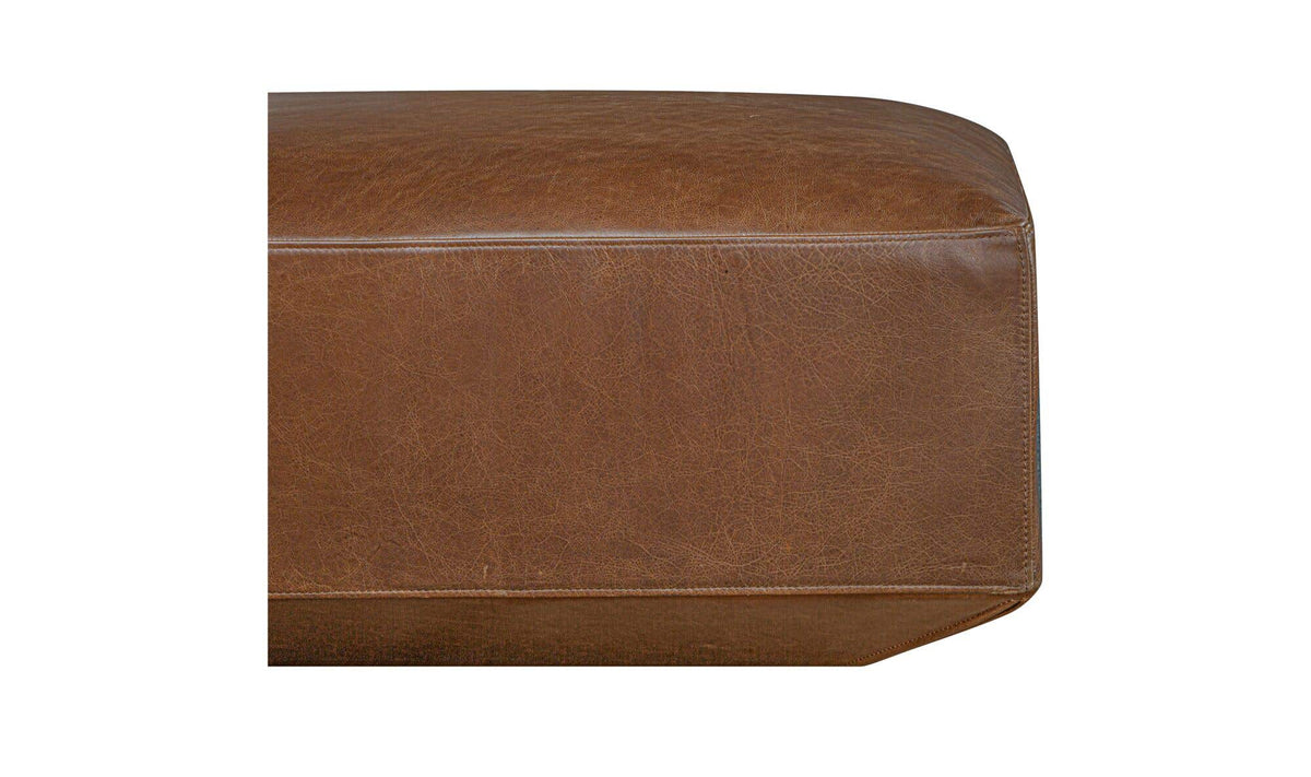 Goodwin Dark Brown Leather Ottoman - Ornate Home