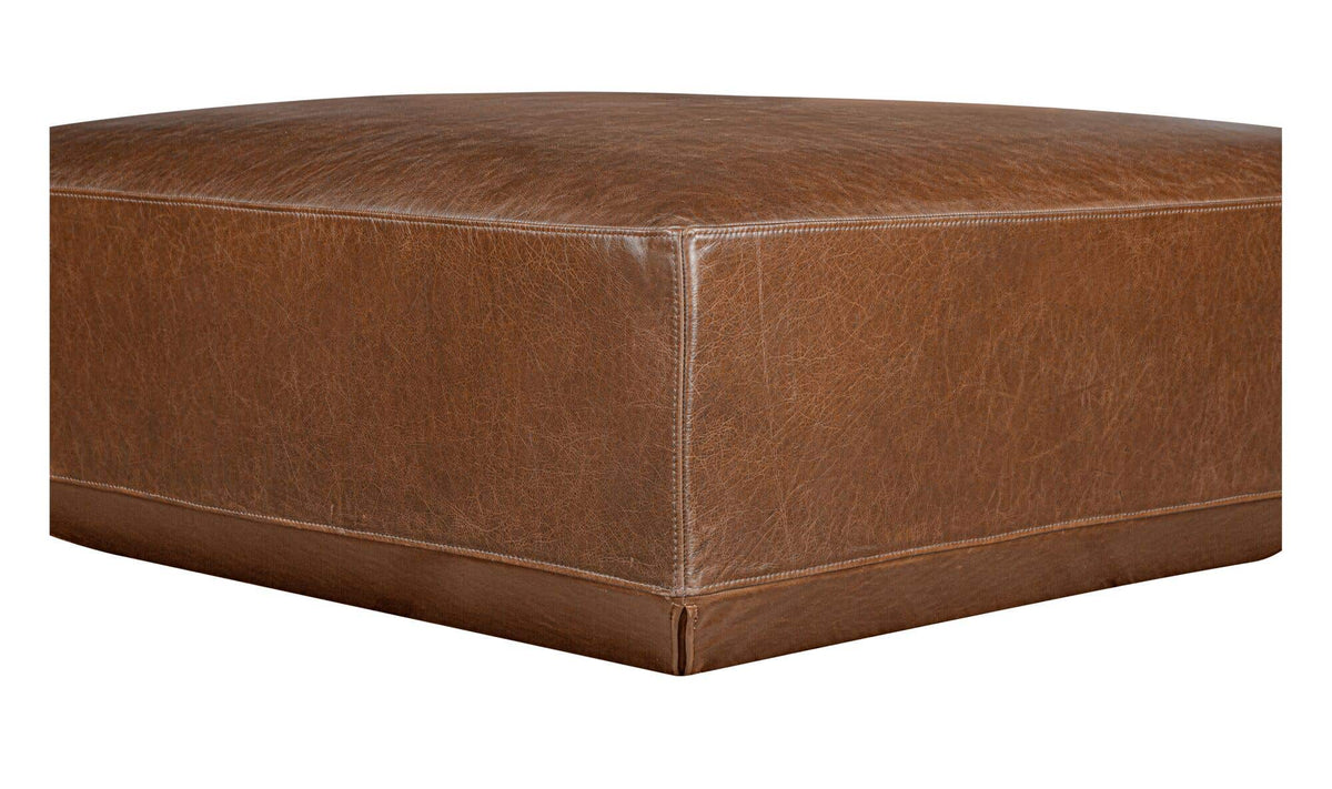 Goodwin Dark Brown Leather Ottoman - Ornate Home