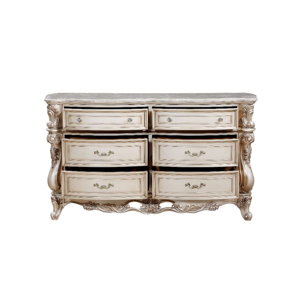 Gorsedd Marble & Antique White Dresser - Ornate Home