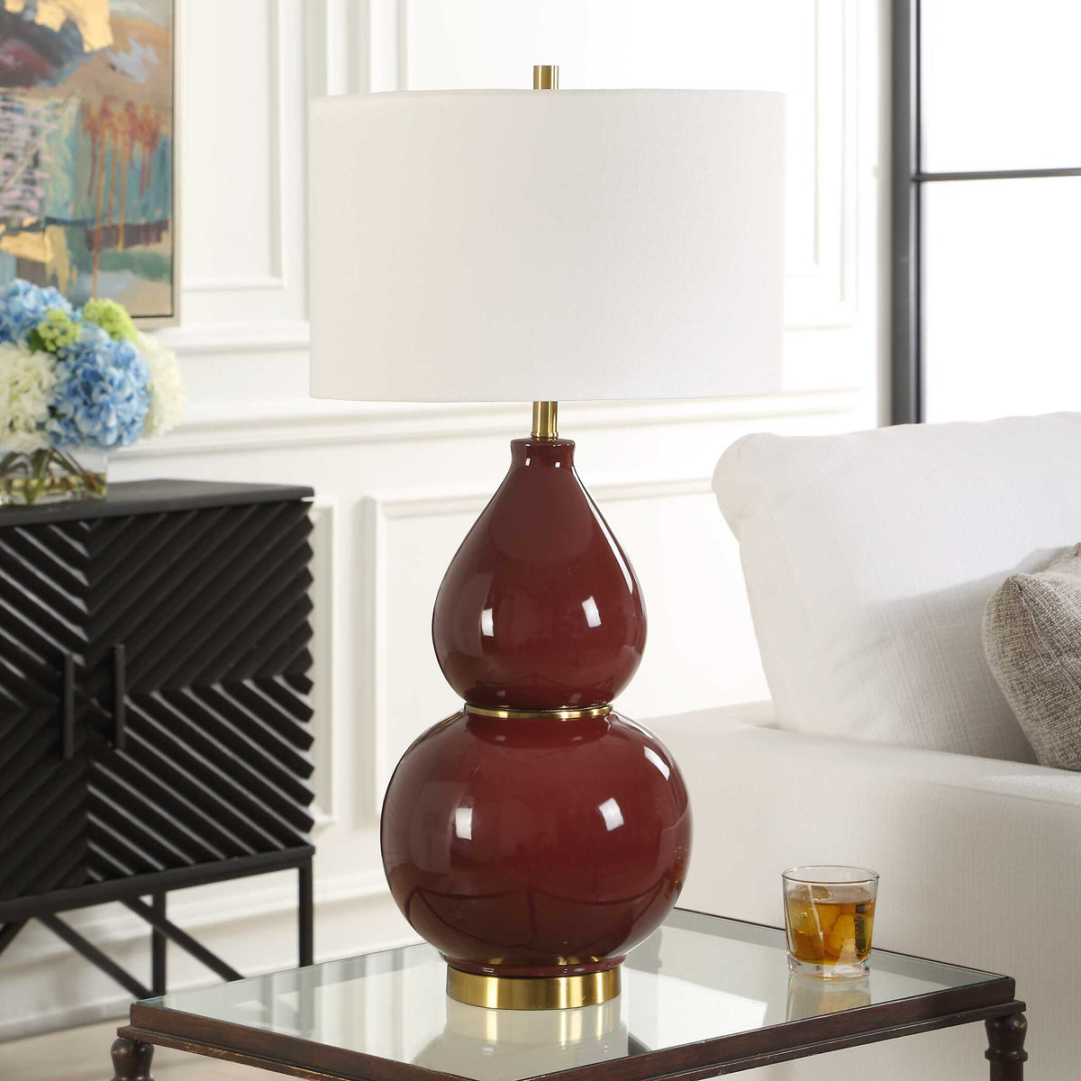 Gourd Burgundy Table Lamp - Ornate Home
