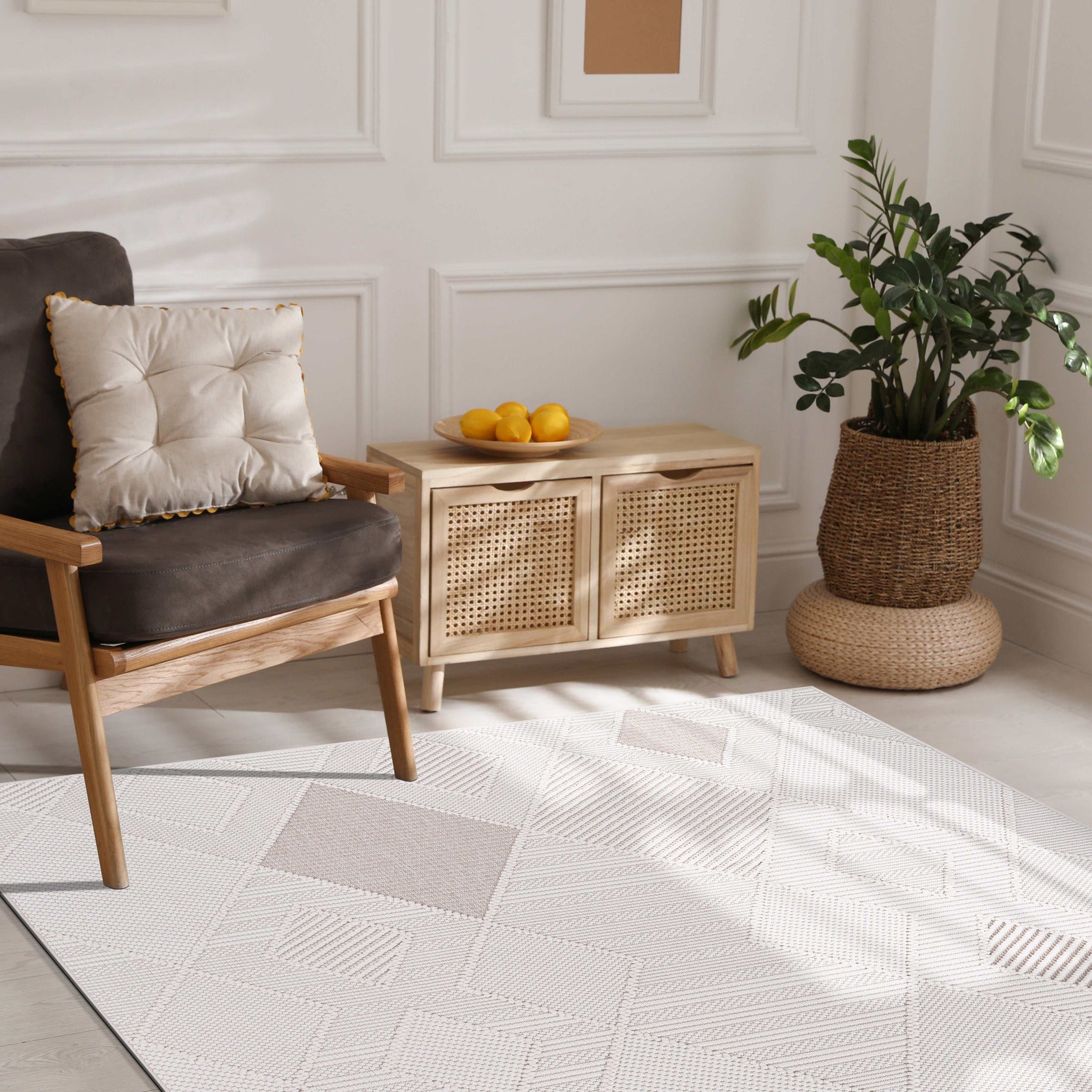 Goya Woven Non-Slip Cross-Hatch Geometric Motif Indoor Area Rug - Ornate Home
