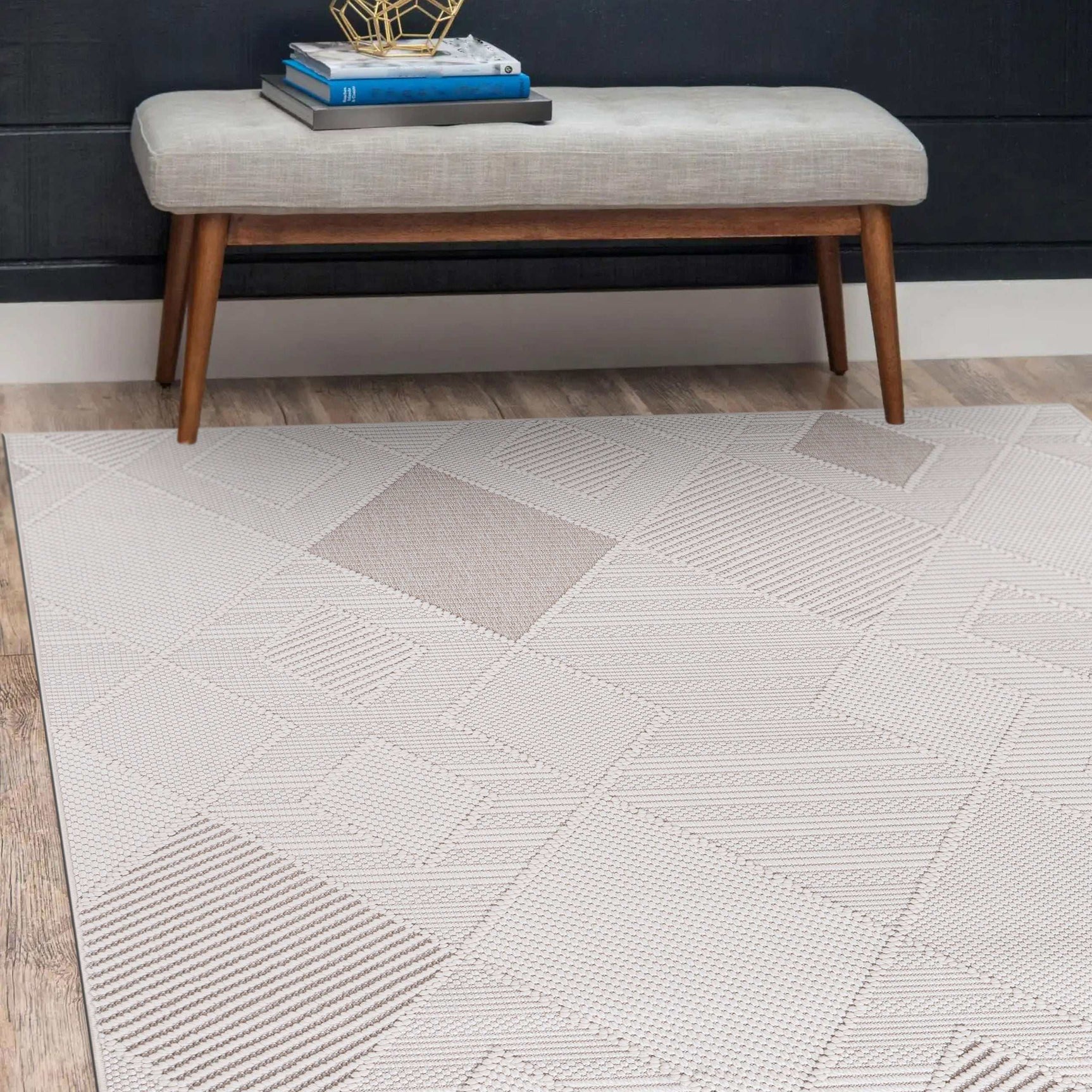 Goya Woven Non-Slip Cross-Hatch Geometric Motif Indoor Area Rug - Ornate Home