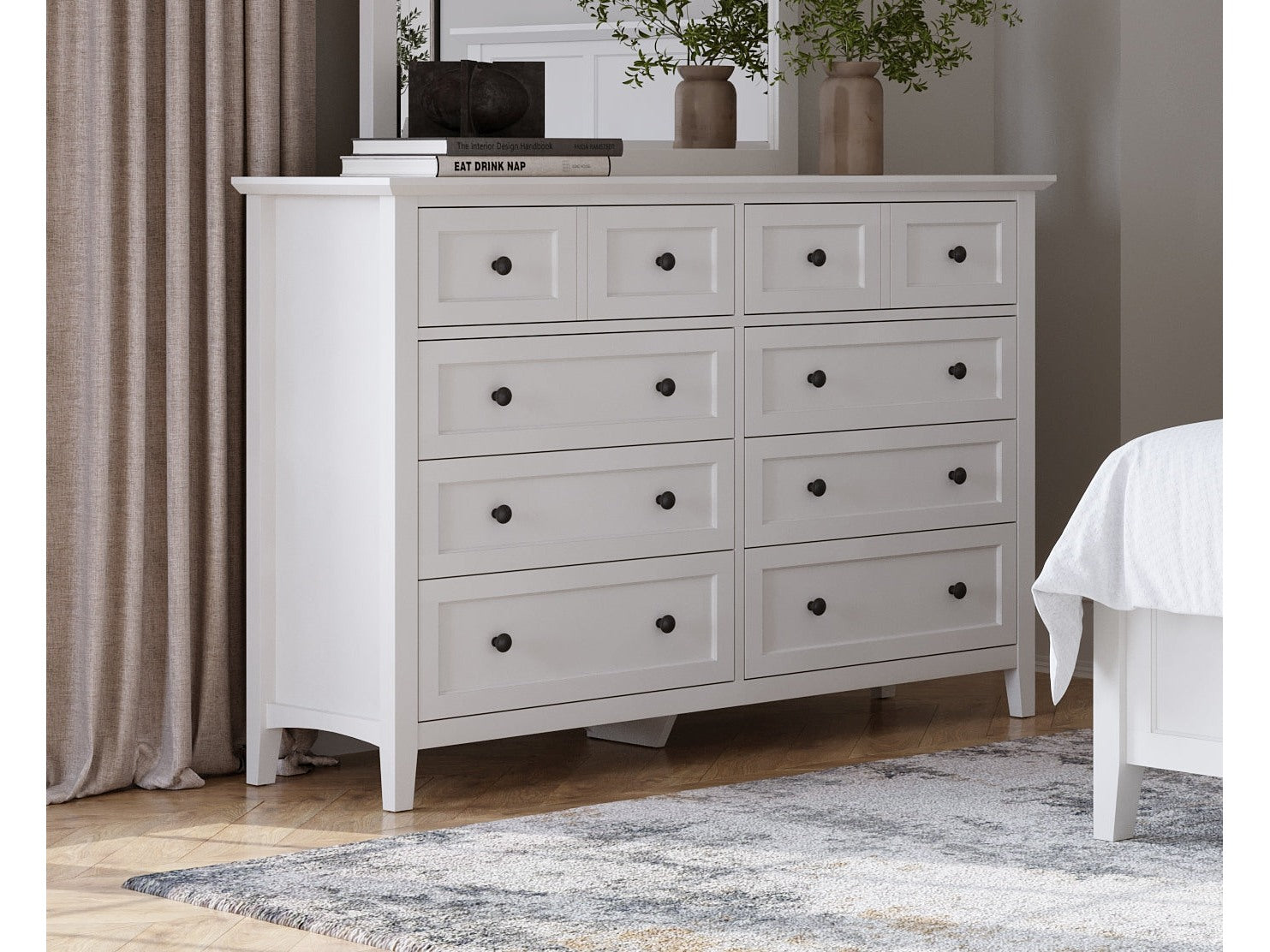 Grace Eight Drawer Dresser in Snowfall White - Ornate Home