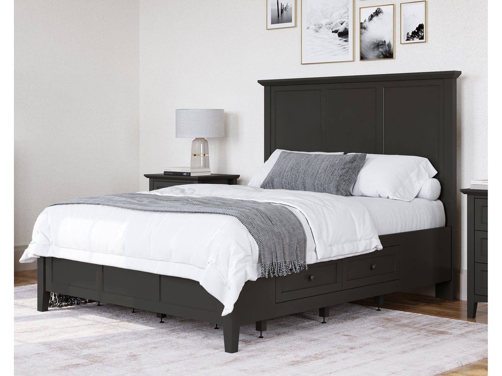 Grace Four Drawer Eastern King Platform Storage Bed in Raven Black - Ornate Home