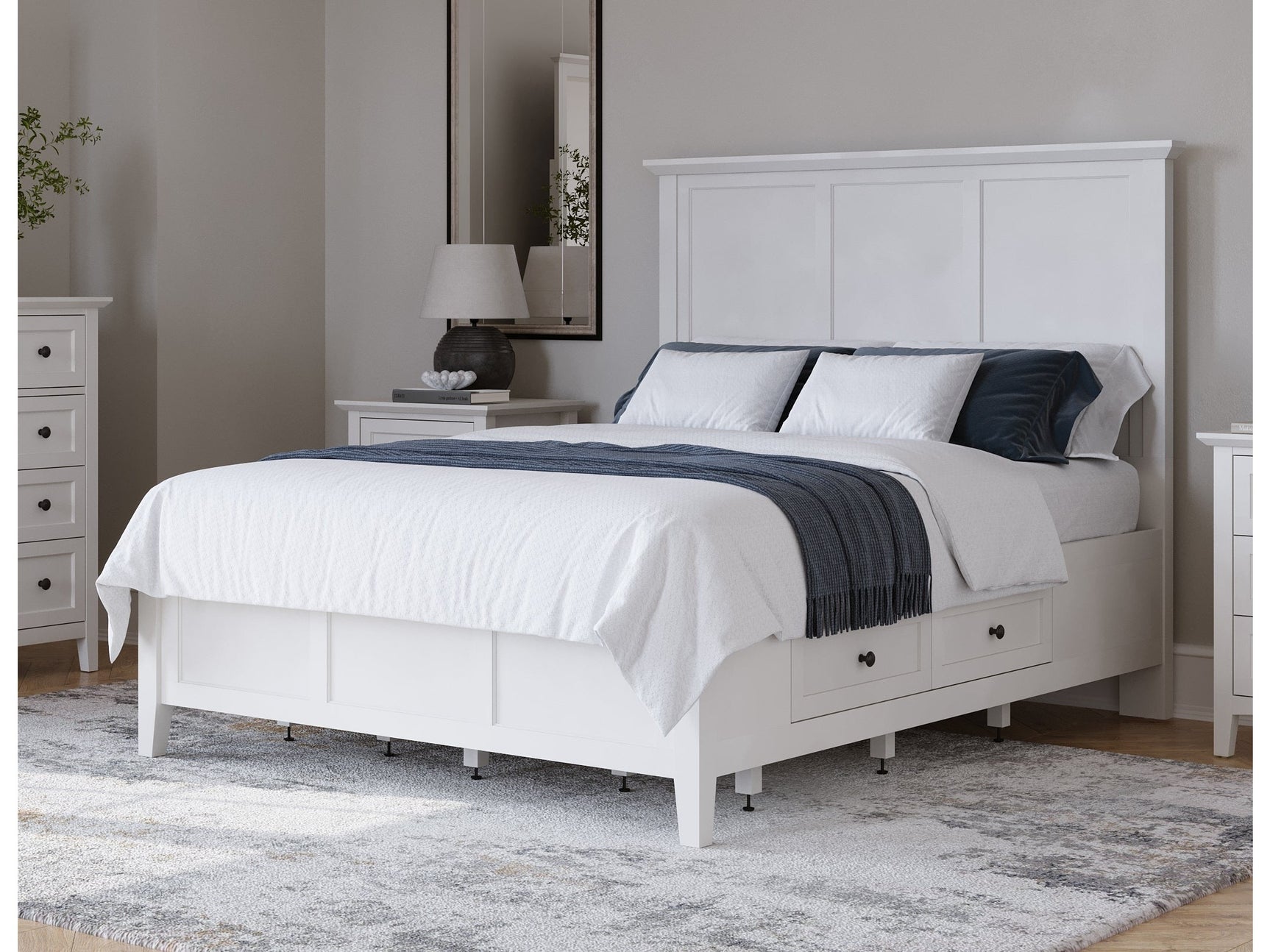 Grace Four Drawer Queen Platform Storage Bed in Snowfall White - Ornate Home