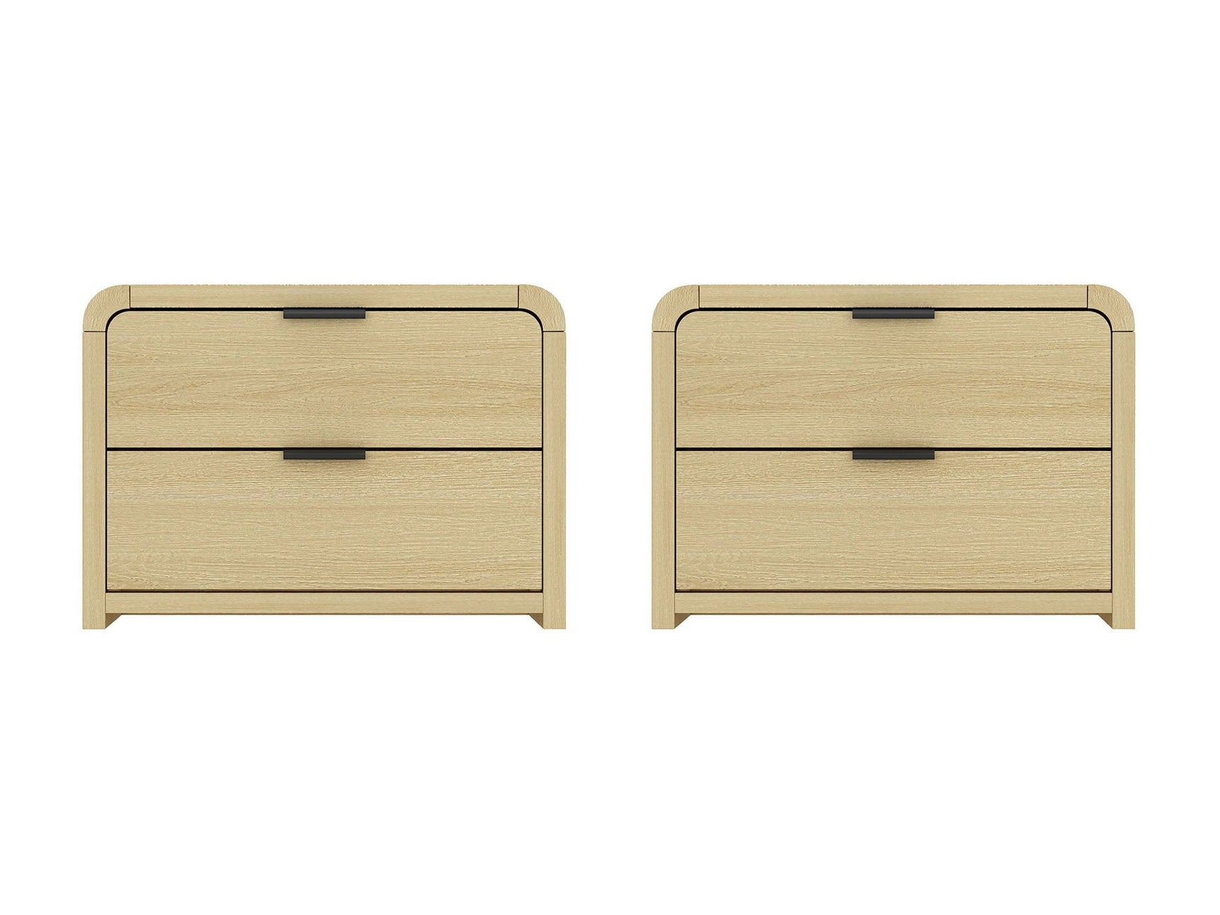 Grace Nightstand in Natural Oak and Black (set of 2) - Ornate Home