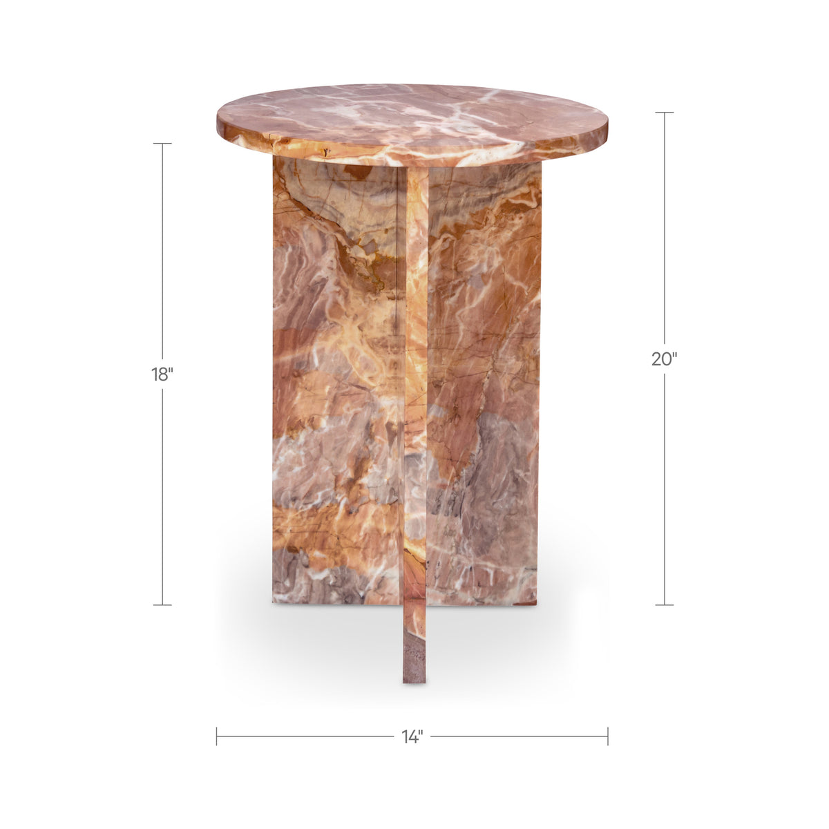 Grace Orange Levante Marble Accent Table - Ornate Home