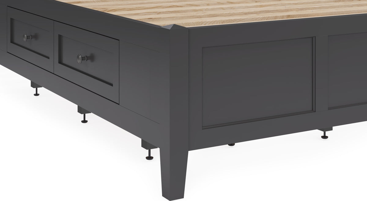 Grace Raven Black Twin Four Drawer Platform Storage Bed - Ornate Home