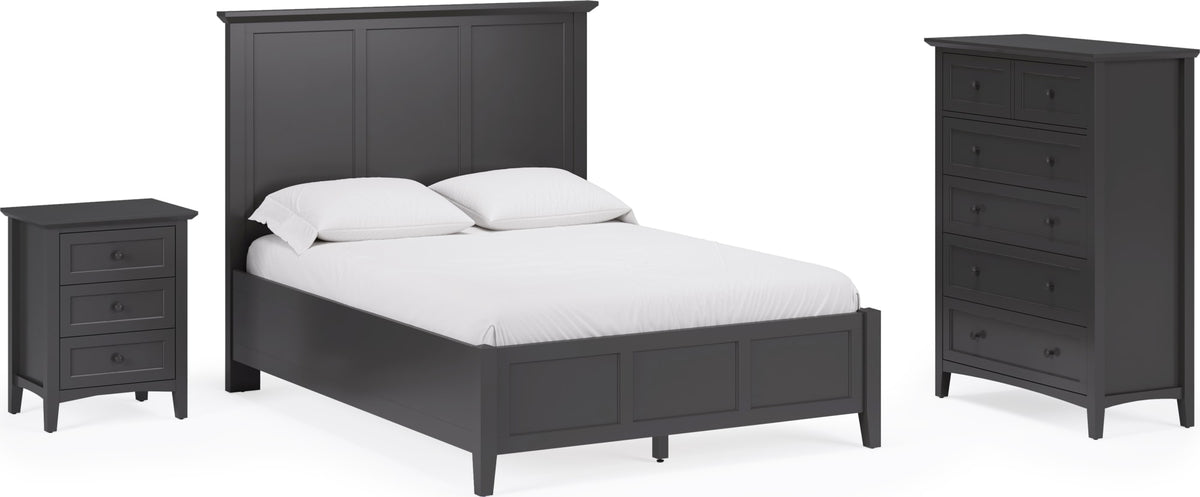 Grace Raven Black Twin Three Panel Bed - Ornate Home