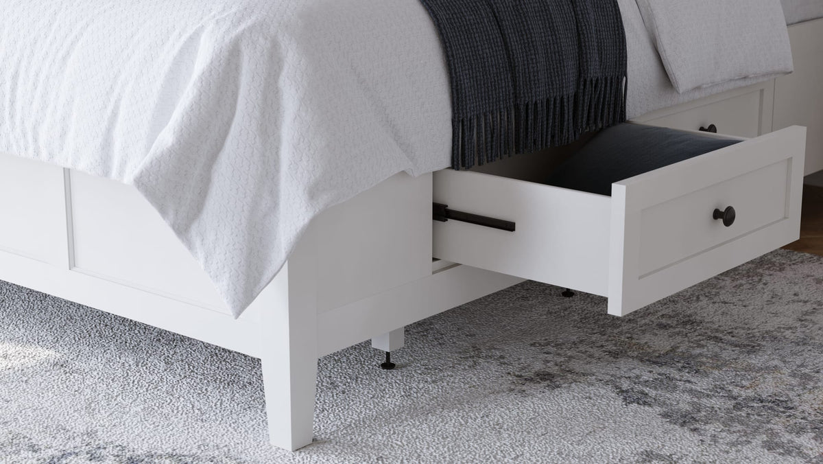 Grace Snowfall White Twin Four Drawer Platform Storage Bed - Ornate Home