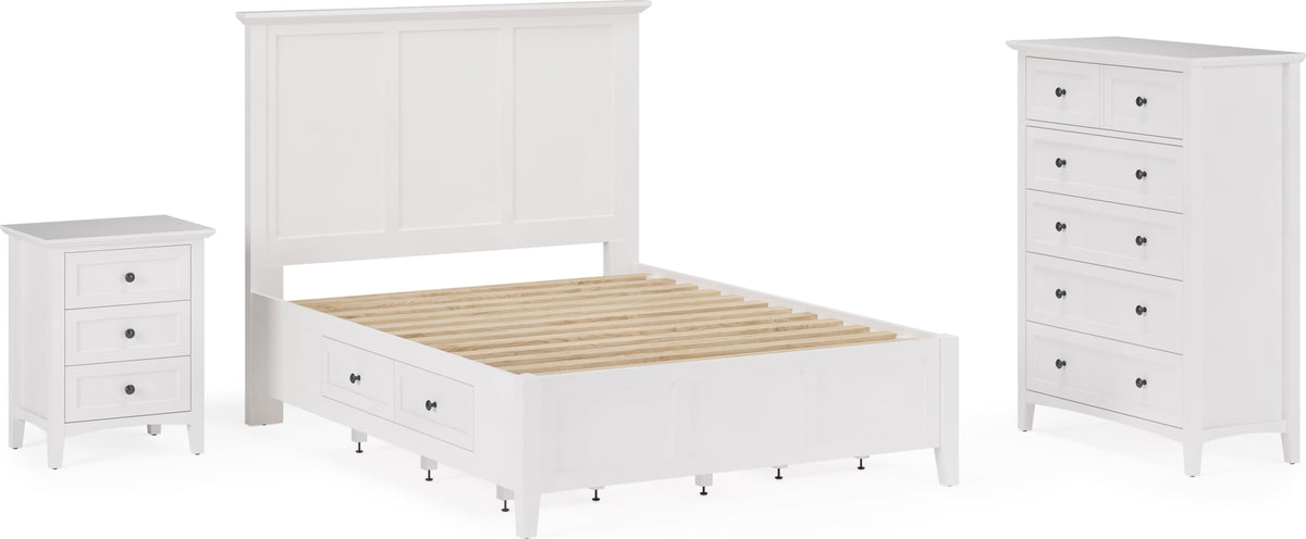 Grace Snowfall White Twin Four Drawer Platform Storage Bed - Ornate Home