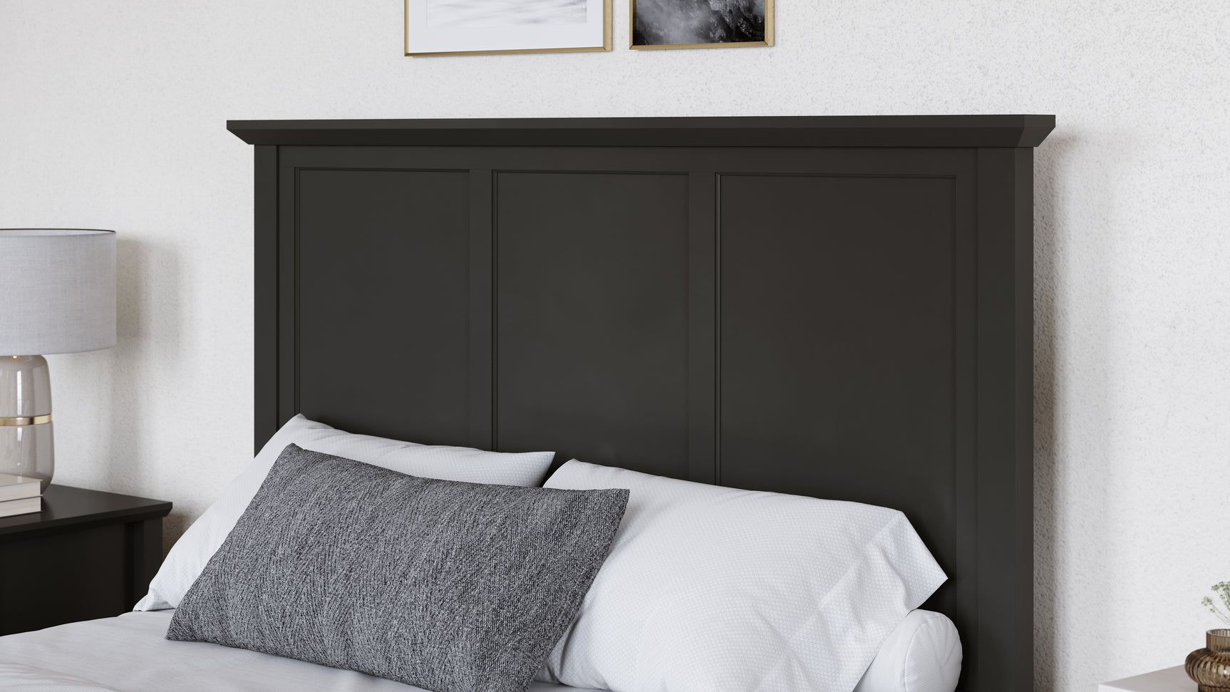 Grace Three California King Panel Bed in Raven Black - Ornate Home