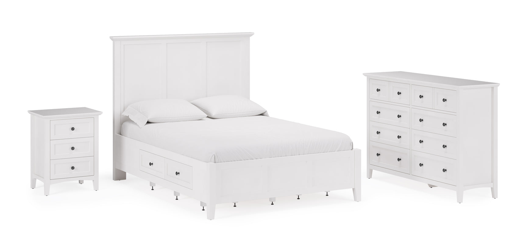 Grace Three Drawer Nightstand in Snowfall White - Ornate Home