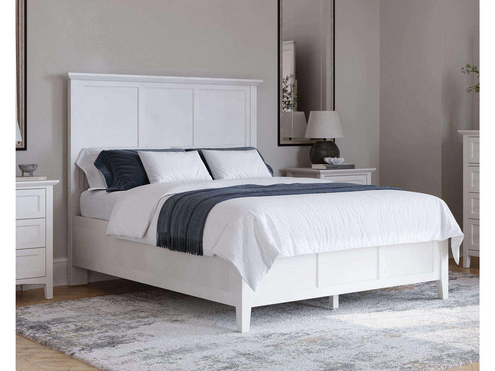 Grace Three Eastern King Panel Bed in Snowfall White - Ornate Home