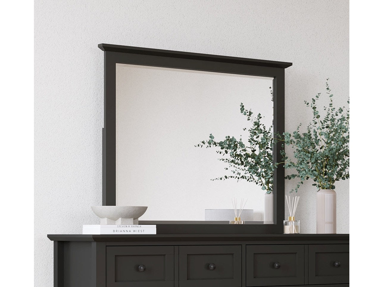 Grace Wall or Dresser Mirror in Raven Black - Ornate Home