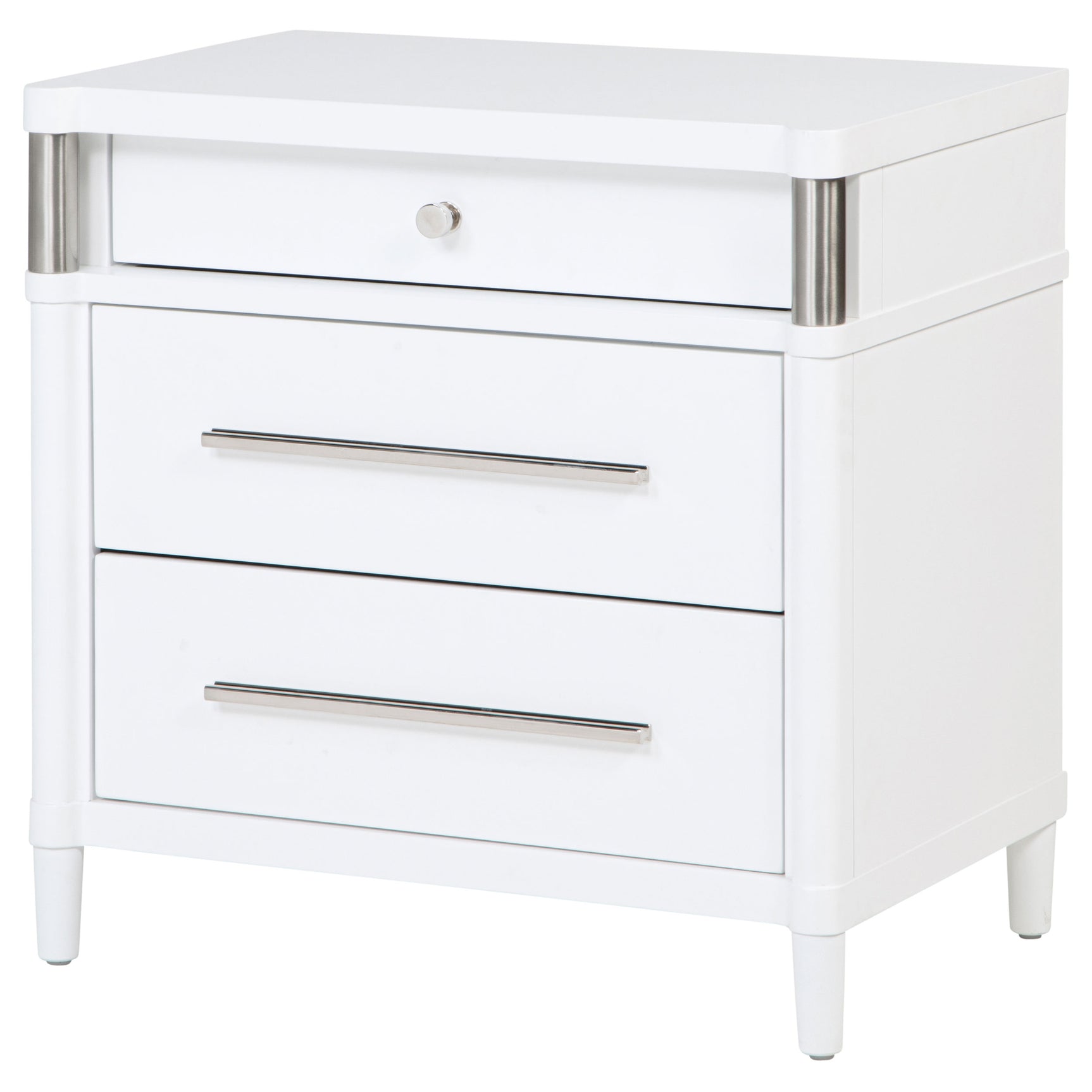 Gracemont White 3-drawer Bedroom Nightstand Bedside Table - Ornate Home