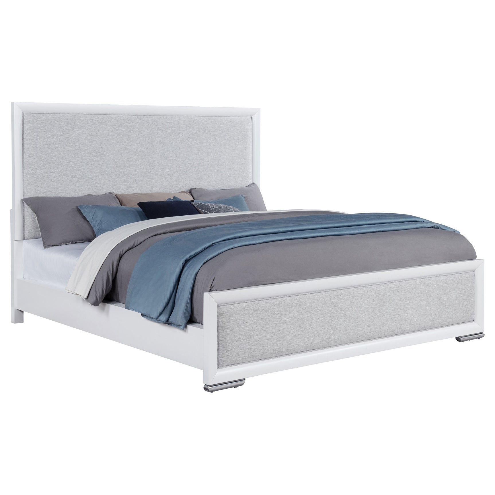 Gracemont White 57-inch California King Panel Bed Grey and - Ornate Home