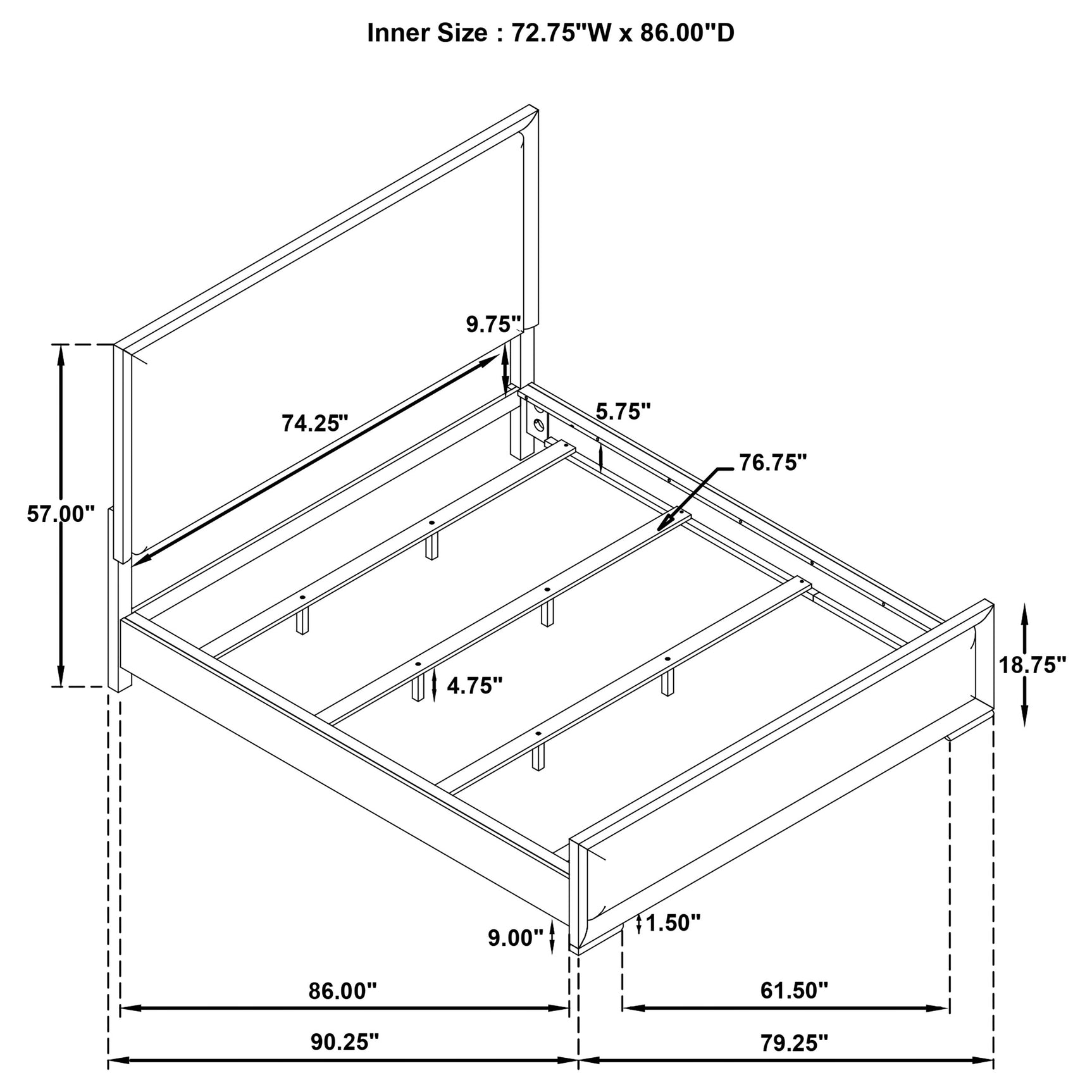 Gracemont White 57-inch California King Panel Bed Grey and - Ornate Home