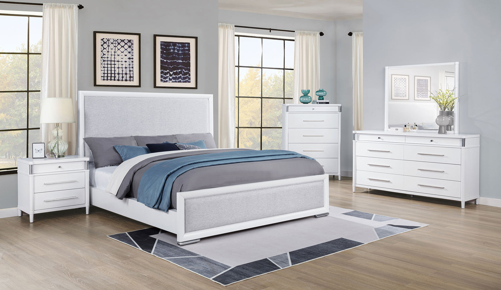 Gracemont White 57-inch Queen Panel Bed Grey and - Ornate Home
