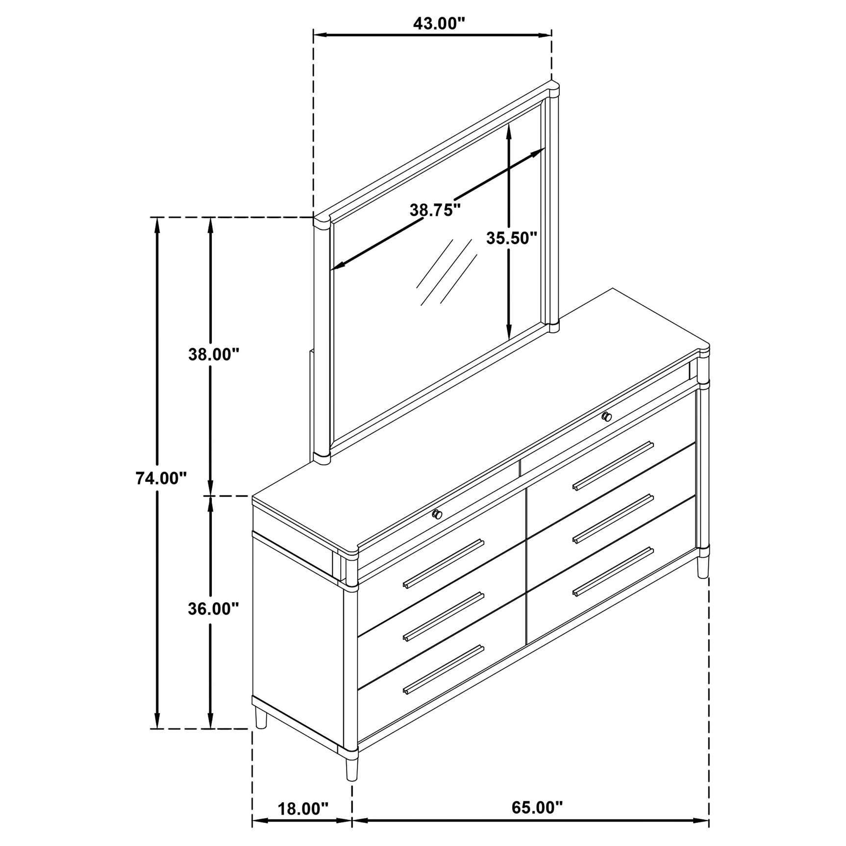 Gracemont White 8-drawer Bedroom Dresser with Mirror - Ornate Home