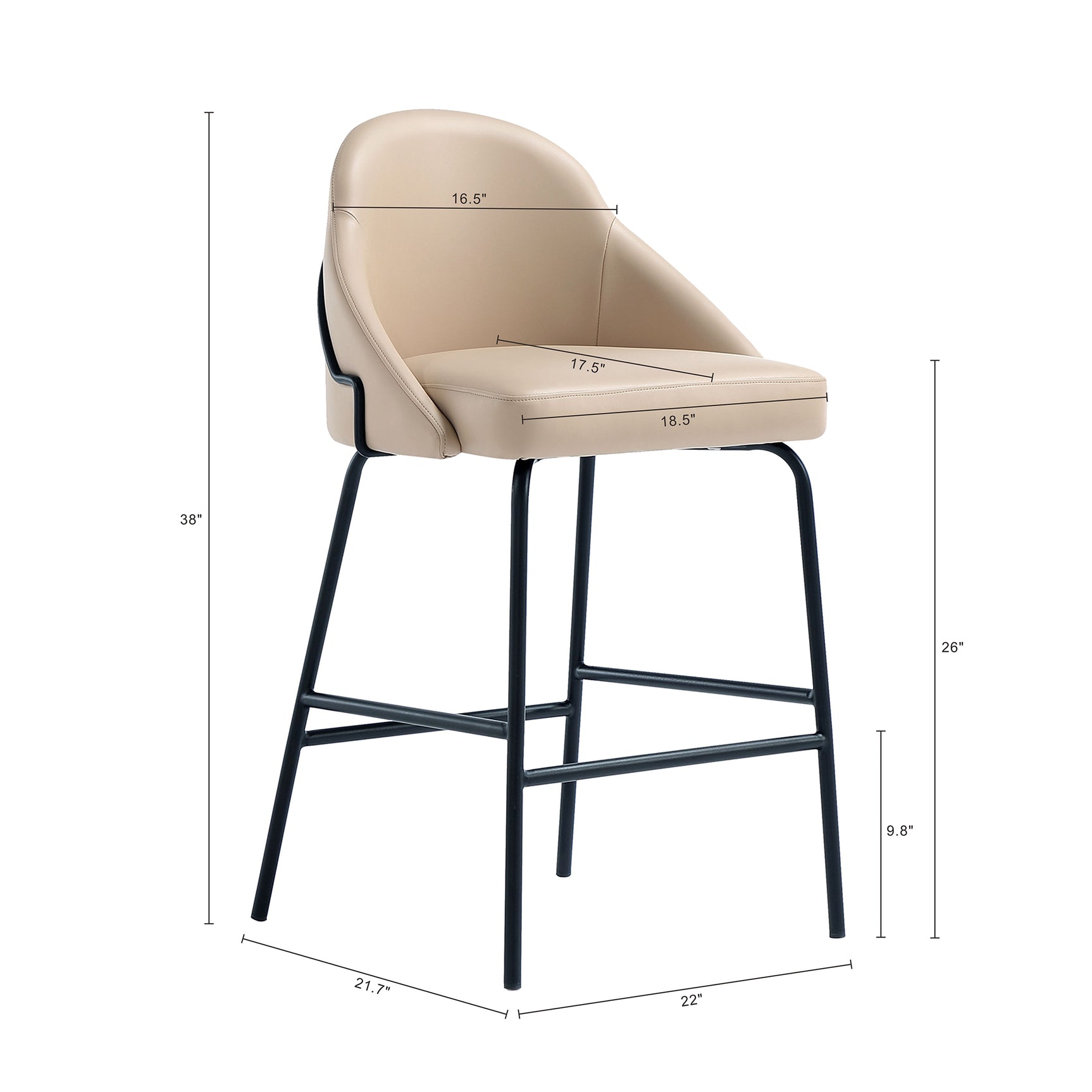 Gracie Counter Stool in Tan and Black (set of 3) - Ornate Home