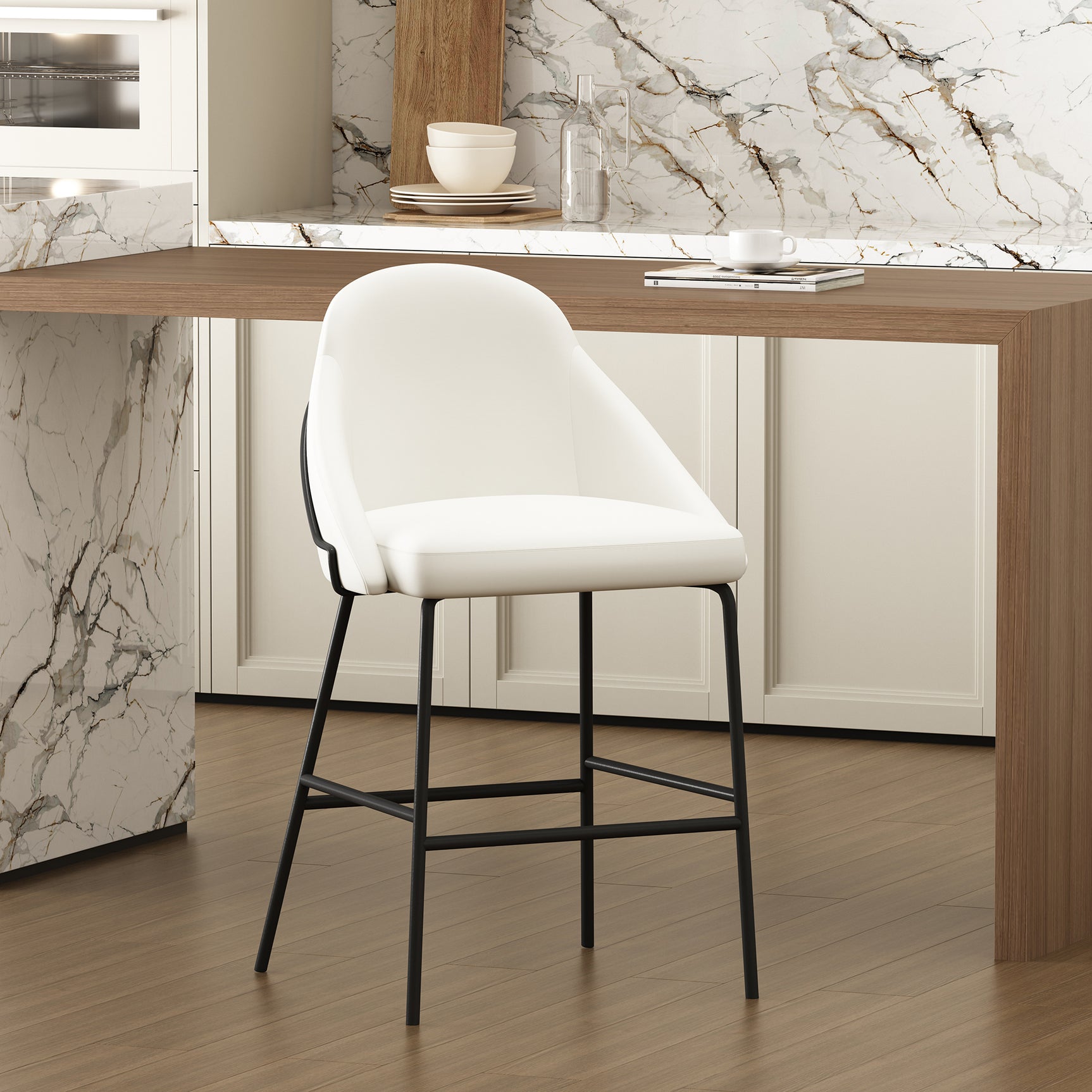 Gracie Counter Stool in White and Black - Ornate Home