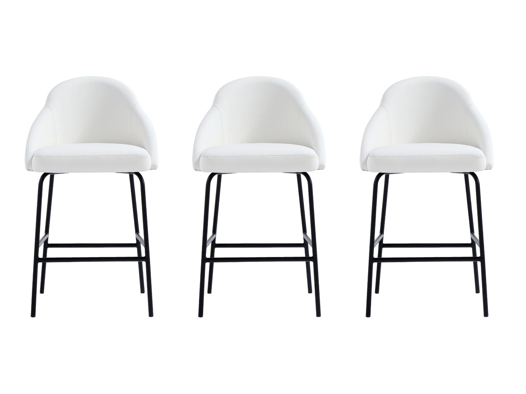 Gracie Counter Stool in White and Black (set of 3) - Ornate Home