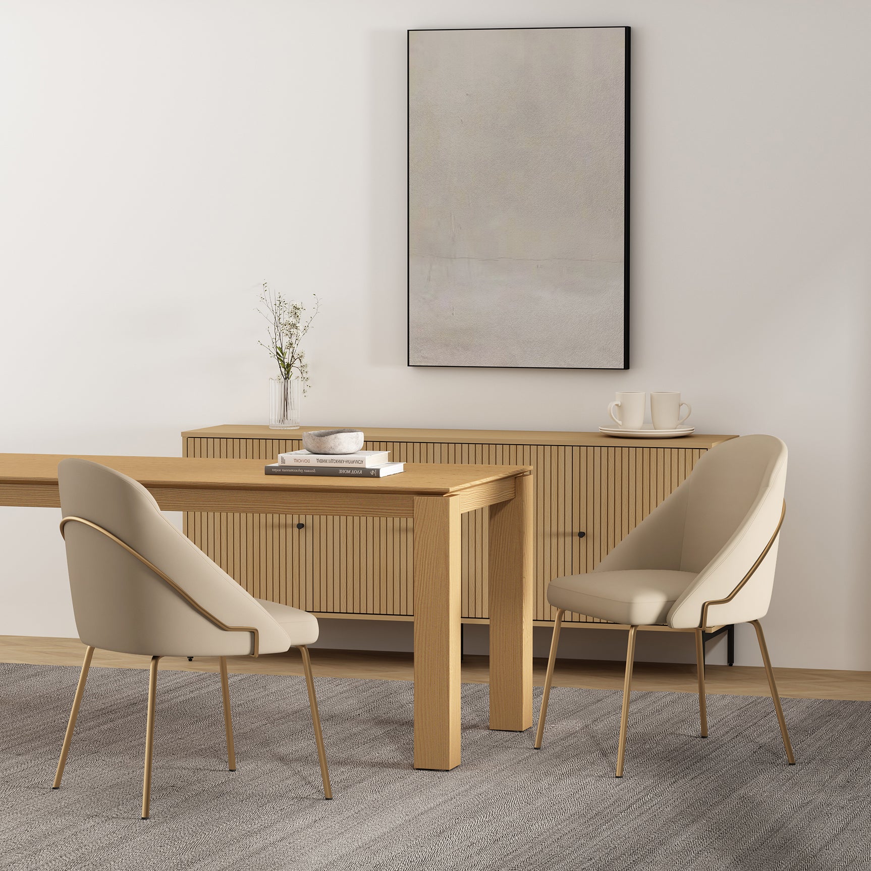 Gracie Dining Chair in Tan and Gold (set of 2) - Ornate Home