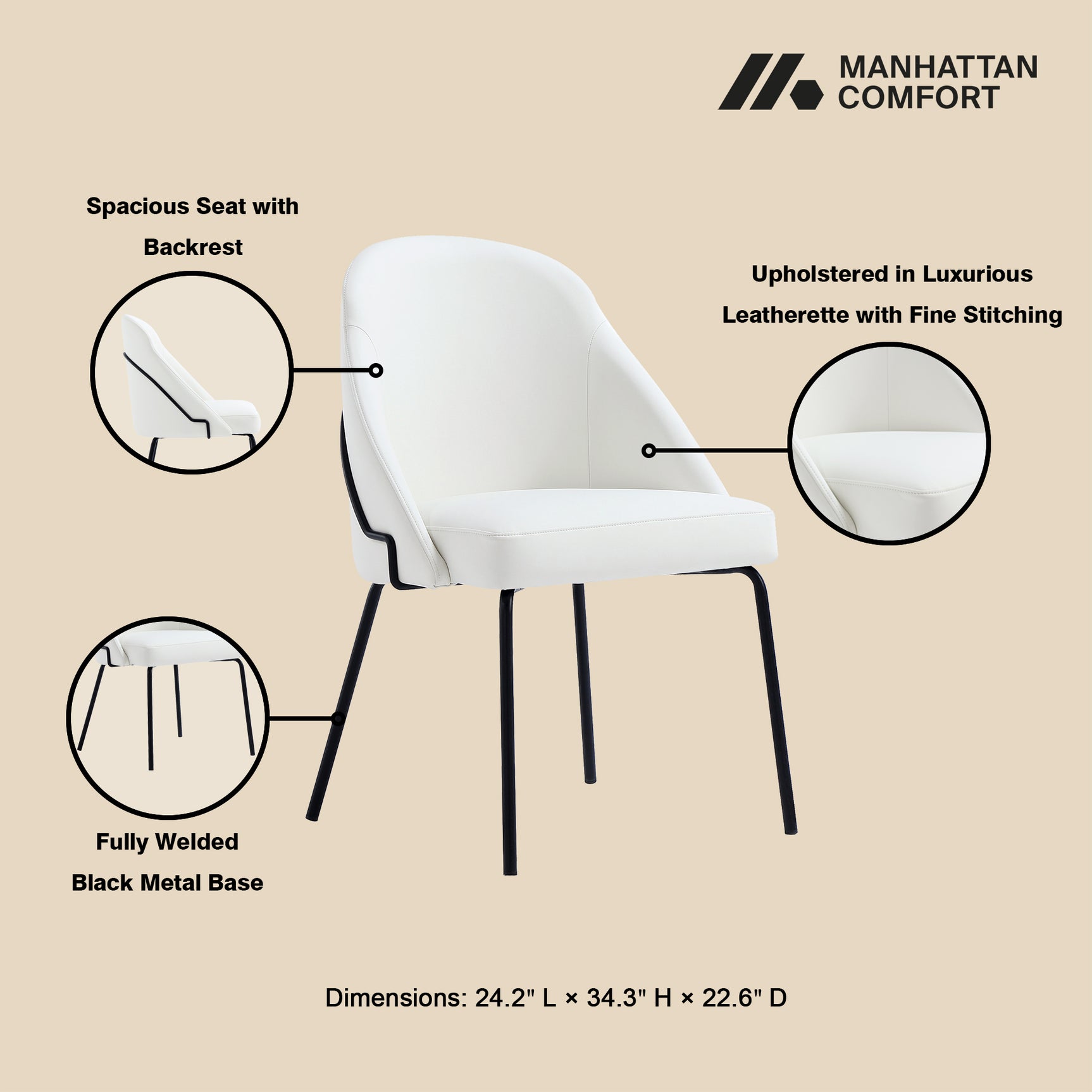 Gracie Dining Chair in White and Black - Ornate Home