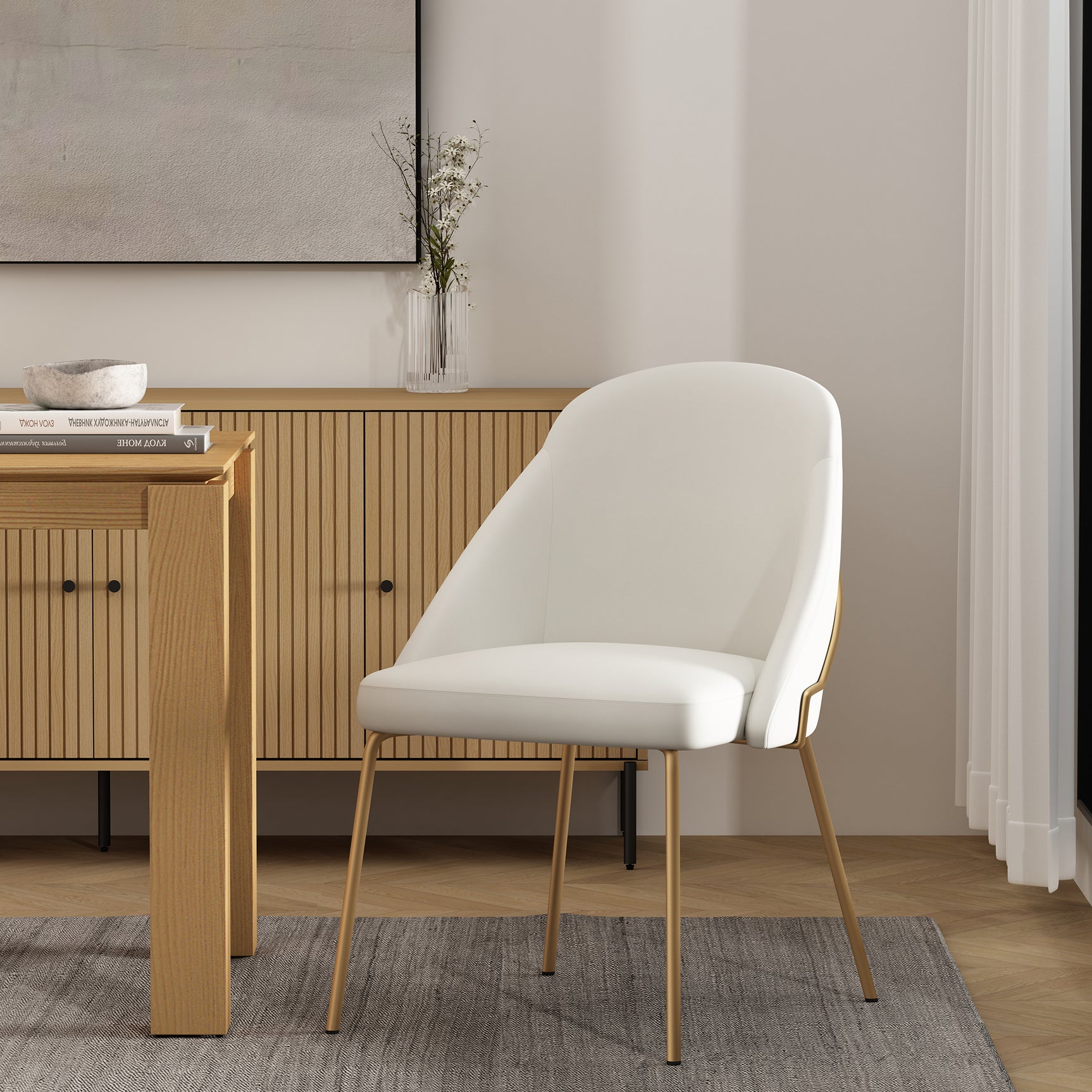 Gracie Dining Chair in White and Gold - Ornate Home