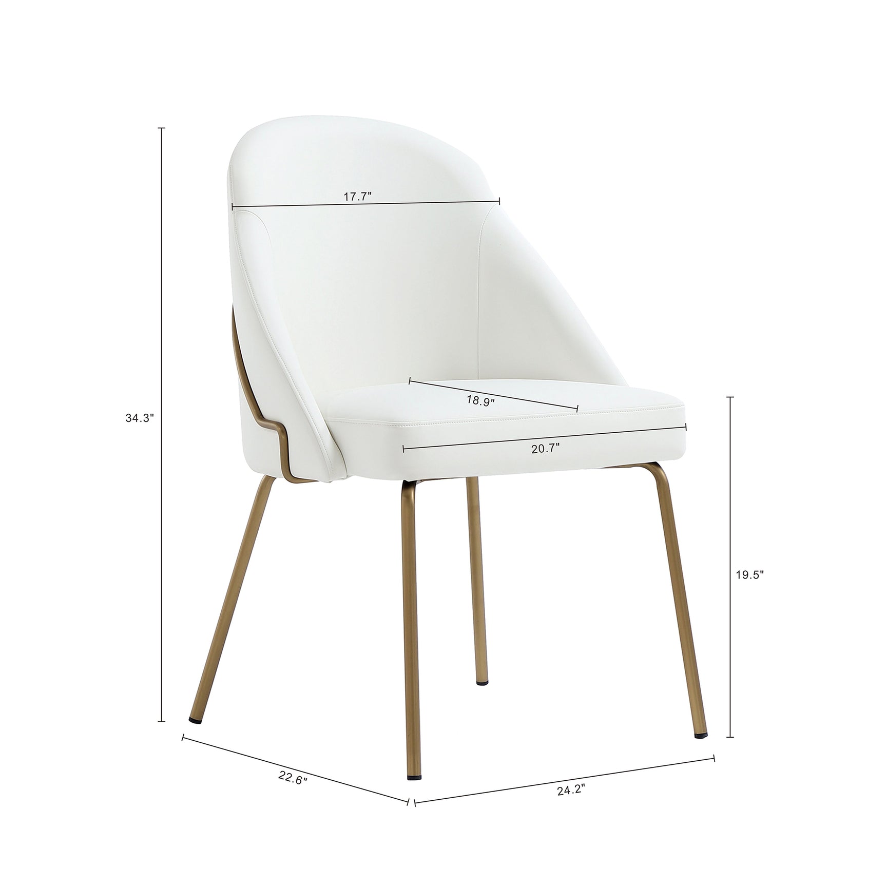 Gracie Dining Chair in White and Gold - Ornate Home