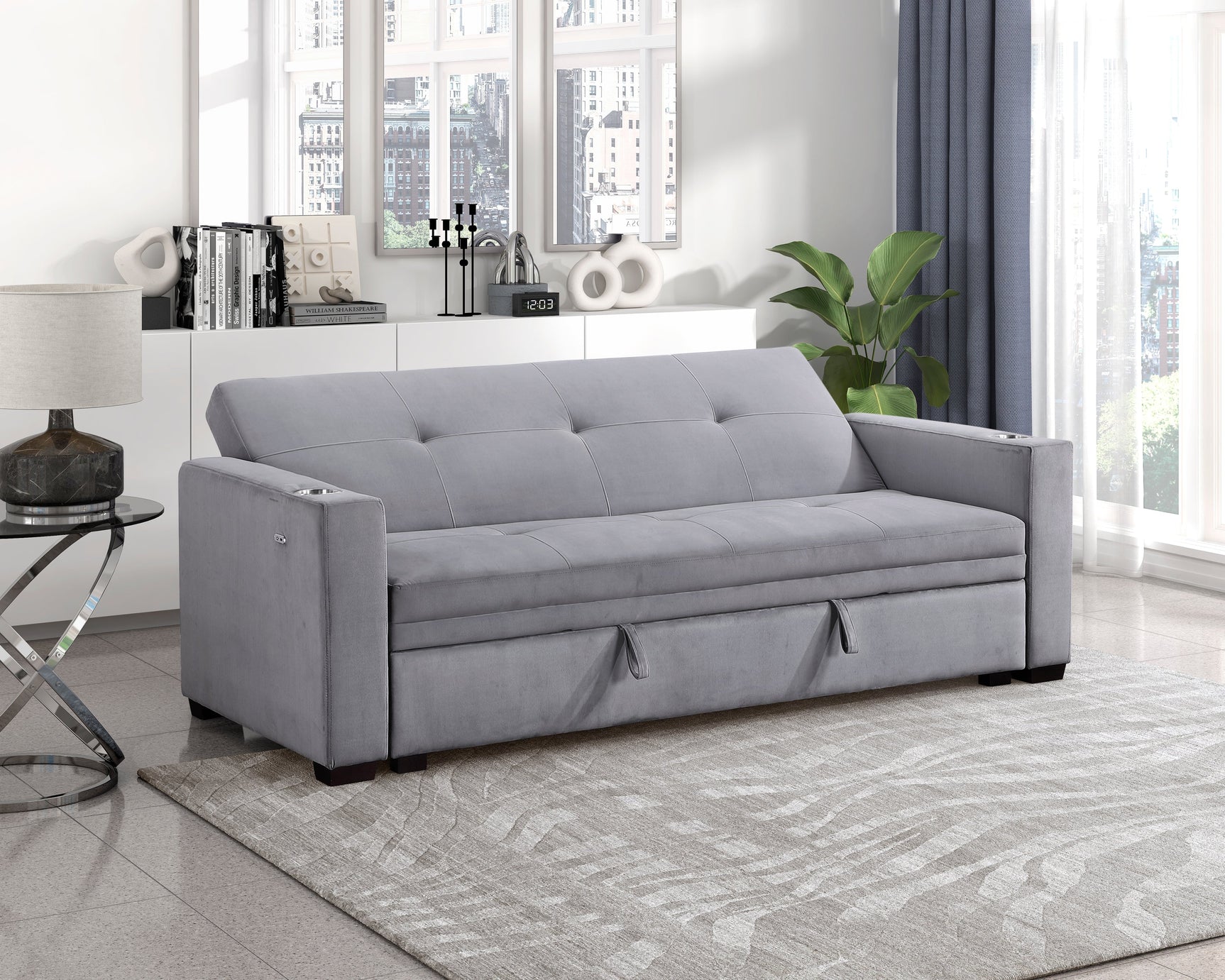 Grady Gray Convertible Sofa - Ornate Home