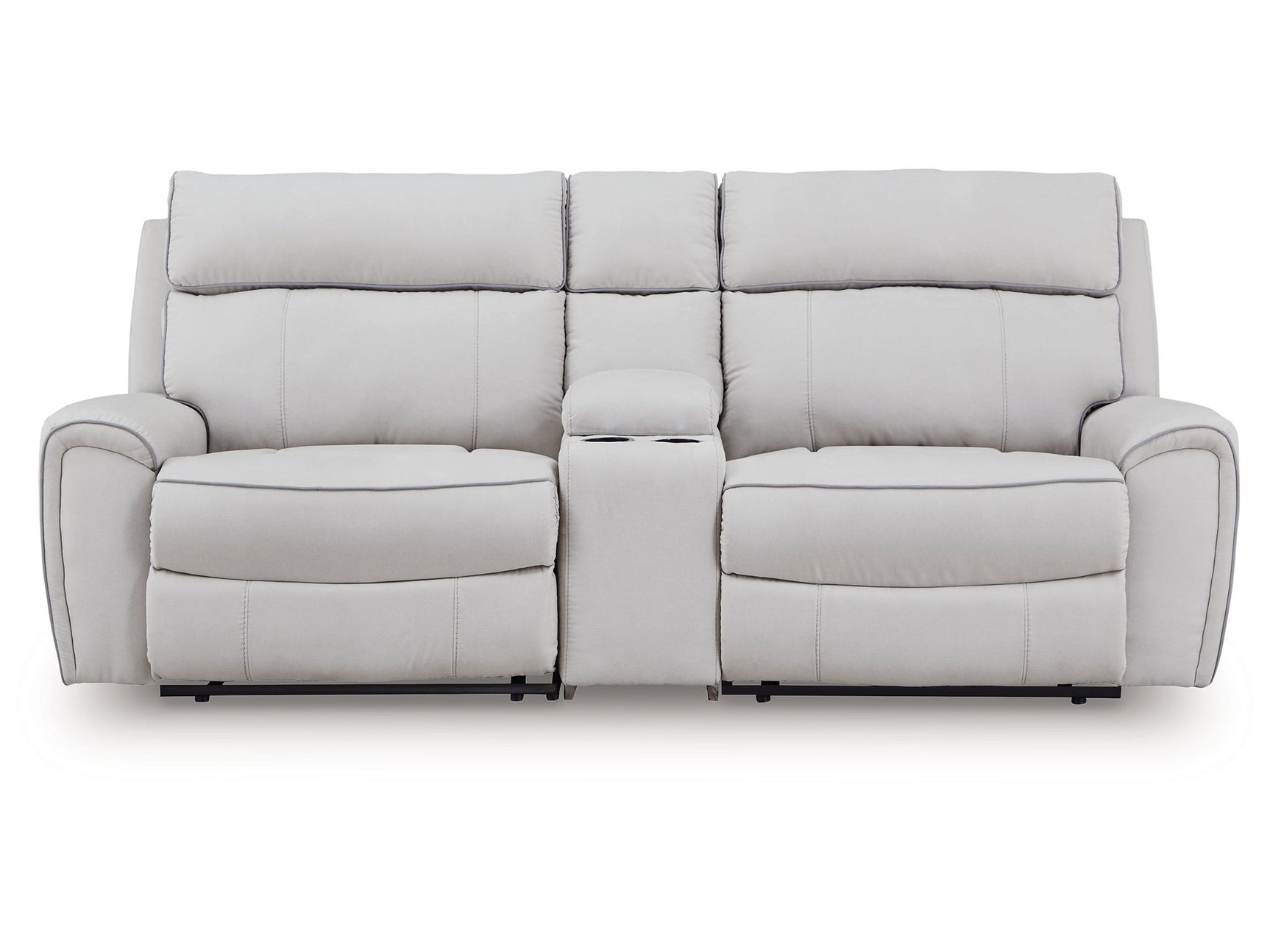 Grafton Pike Pearl/Ash 3-Piece Dual Power Reclining Modular Loveseat with Console - Ornate Home