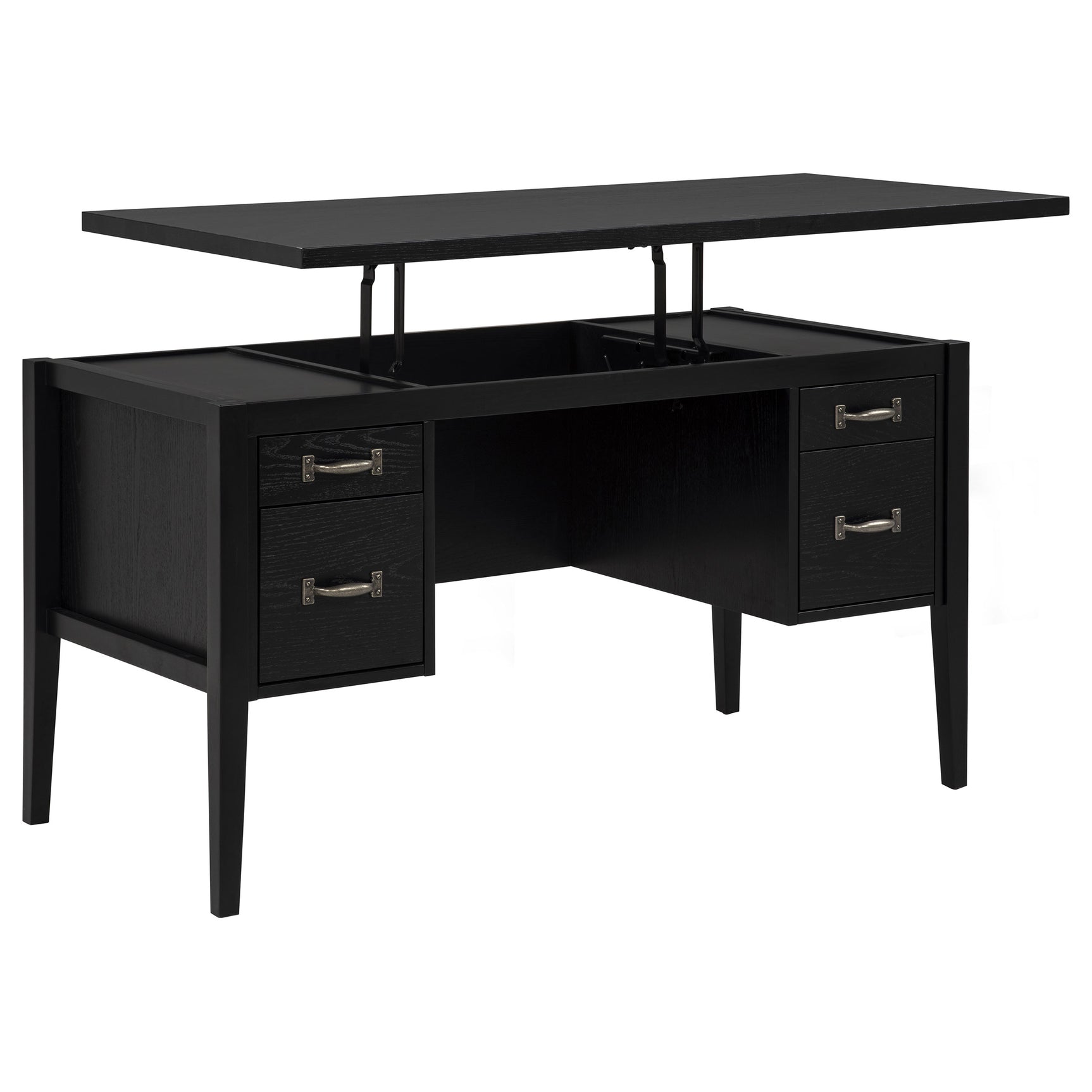 Graham Black 54-inch 4-drawer Double Pedestal Lift Top Computer Desk - Ornate Home