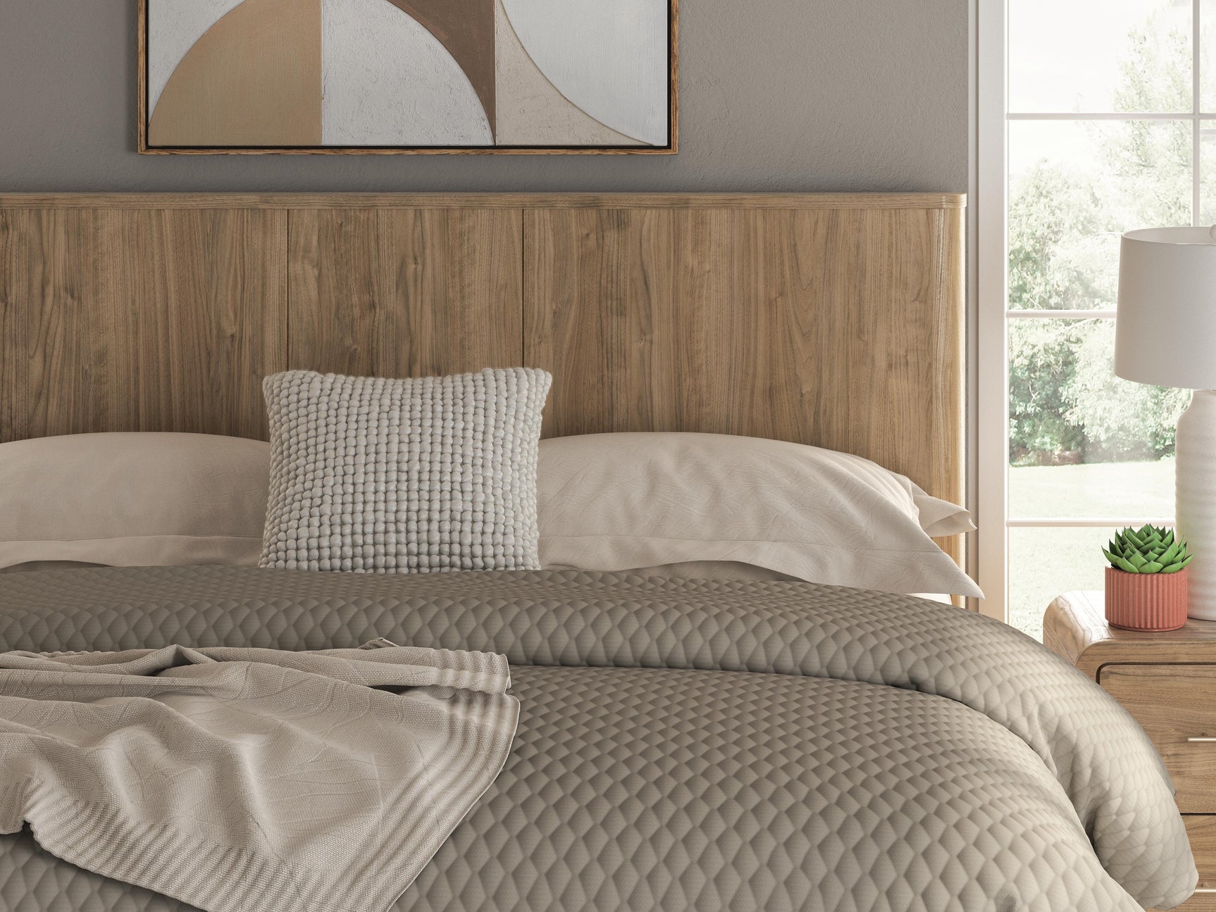 Gramburg Warm Natural Brown King Panel Bed - Ornate Home