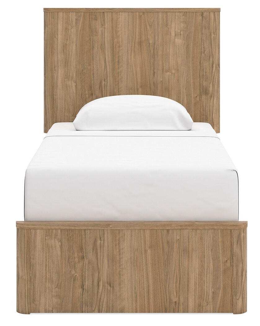 Gramburg Warm Natural Brown Twin Panel Platform Bed - Ornate Home