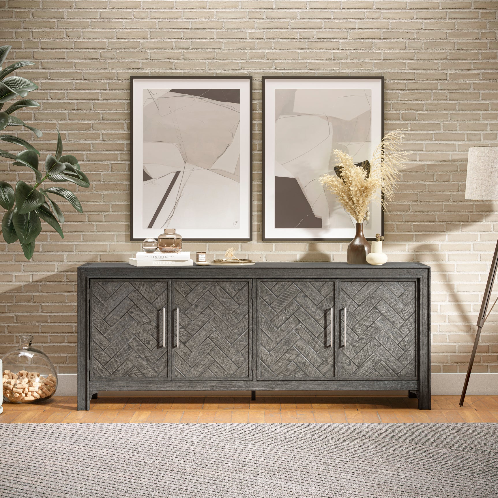 Gramercy Platinum 4 Door Accent Cabinet - Ornate Home
