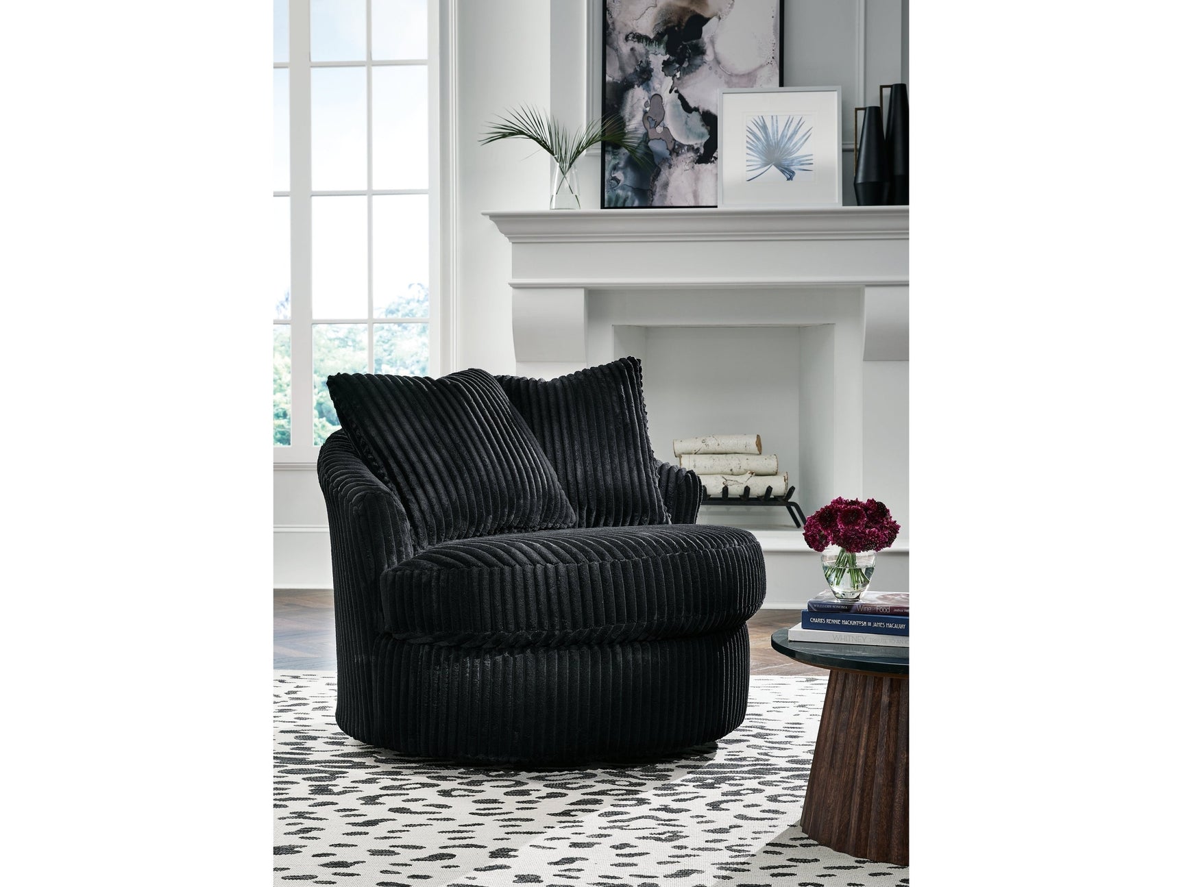 Gramwell Onyx Swivel Chair - Ornate Home