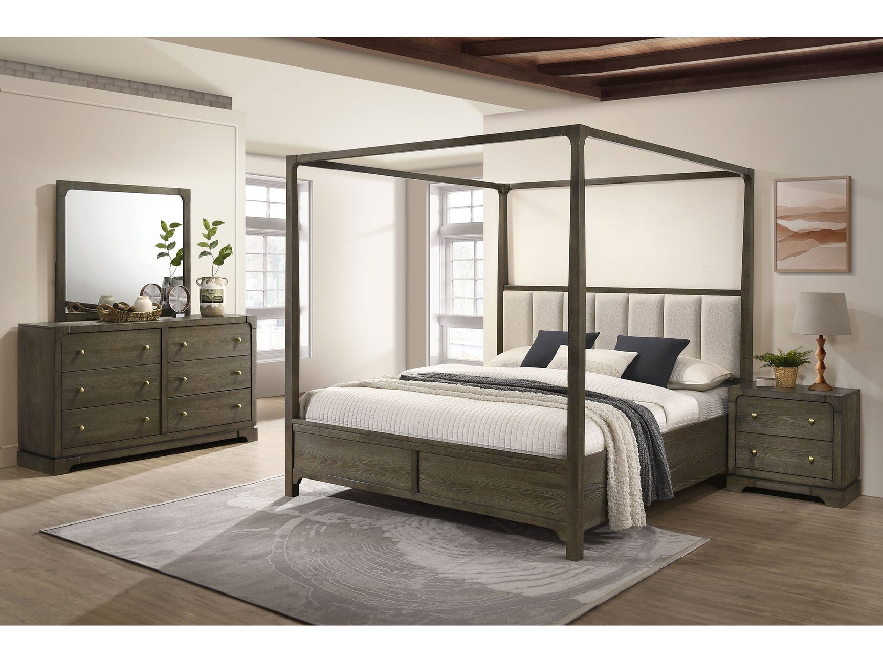 Gran Park Dark Cocoa 4-piece Eastern King Canopy Bedroom Set - Ornate Home