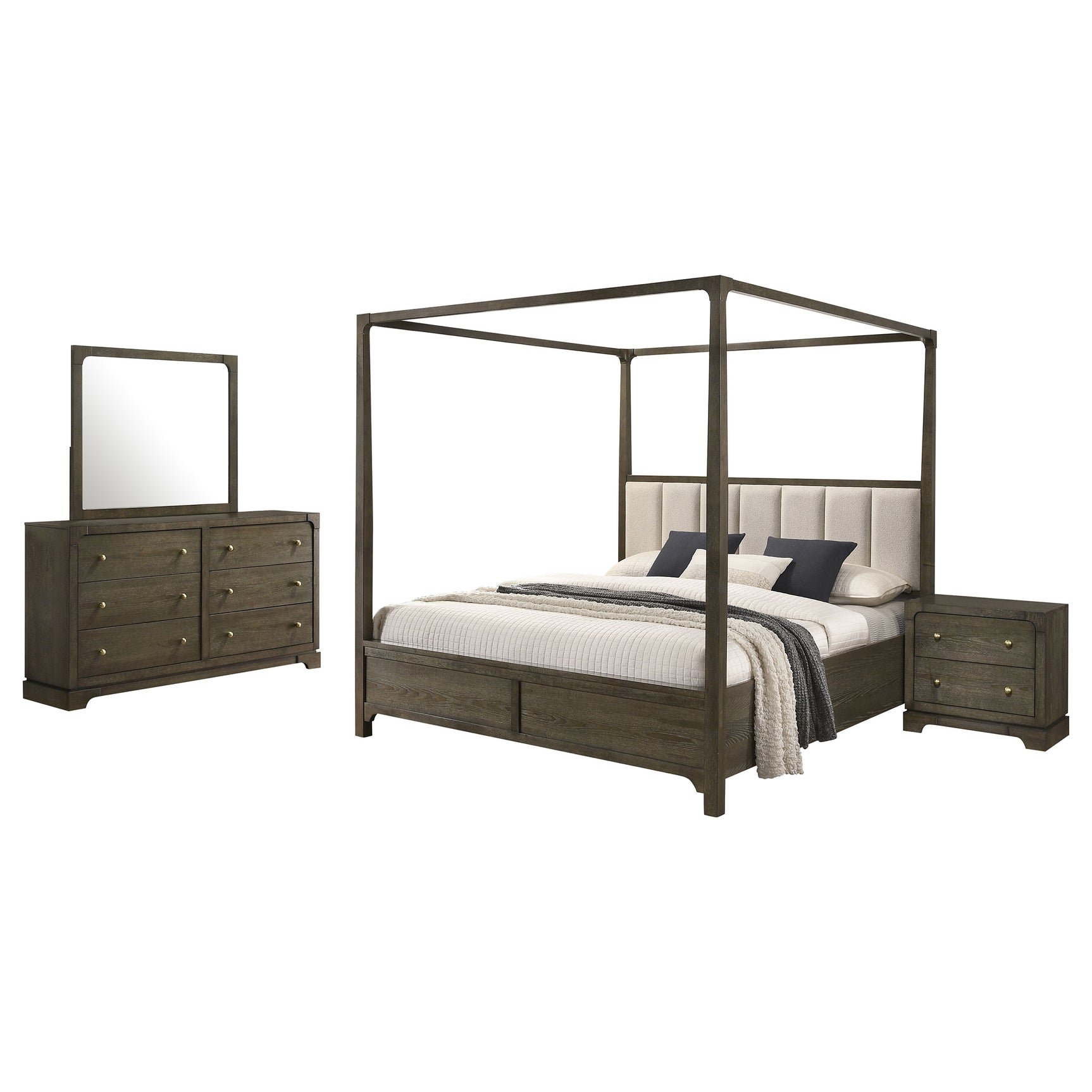 Gran Park Dark Cocoa 4-piece Eastern King Canopy Bedroom Set - Ornate Home