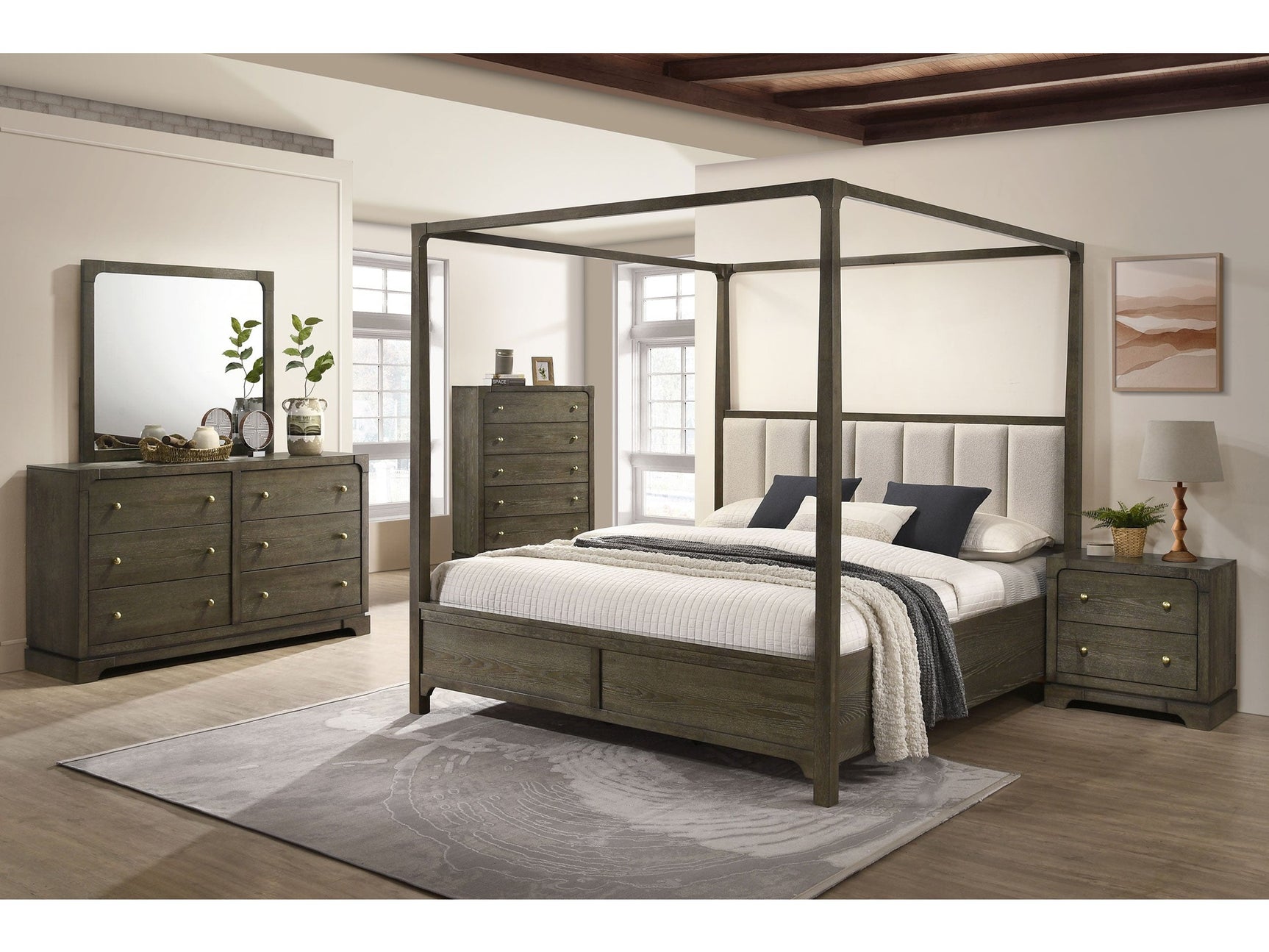 Gran Park Dark Cocoa 5-piece Queen Canopy Bedroom Set - Ornate Home