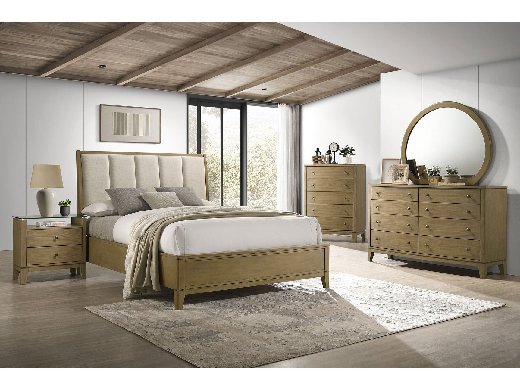 Granada Natural Pine 5-piece California King Bedroom Set - Ornate Home