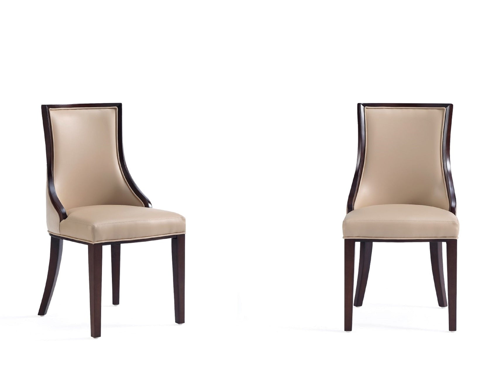 Grand Faux Leather and Velvet Dining Chair in Tan (set of 2) - Ornate Home