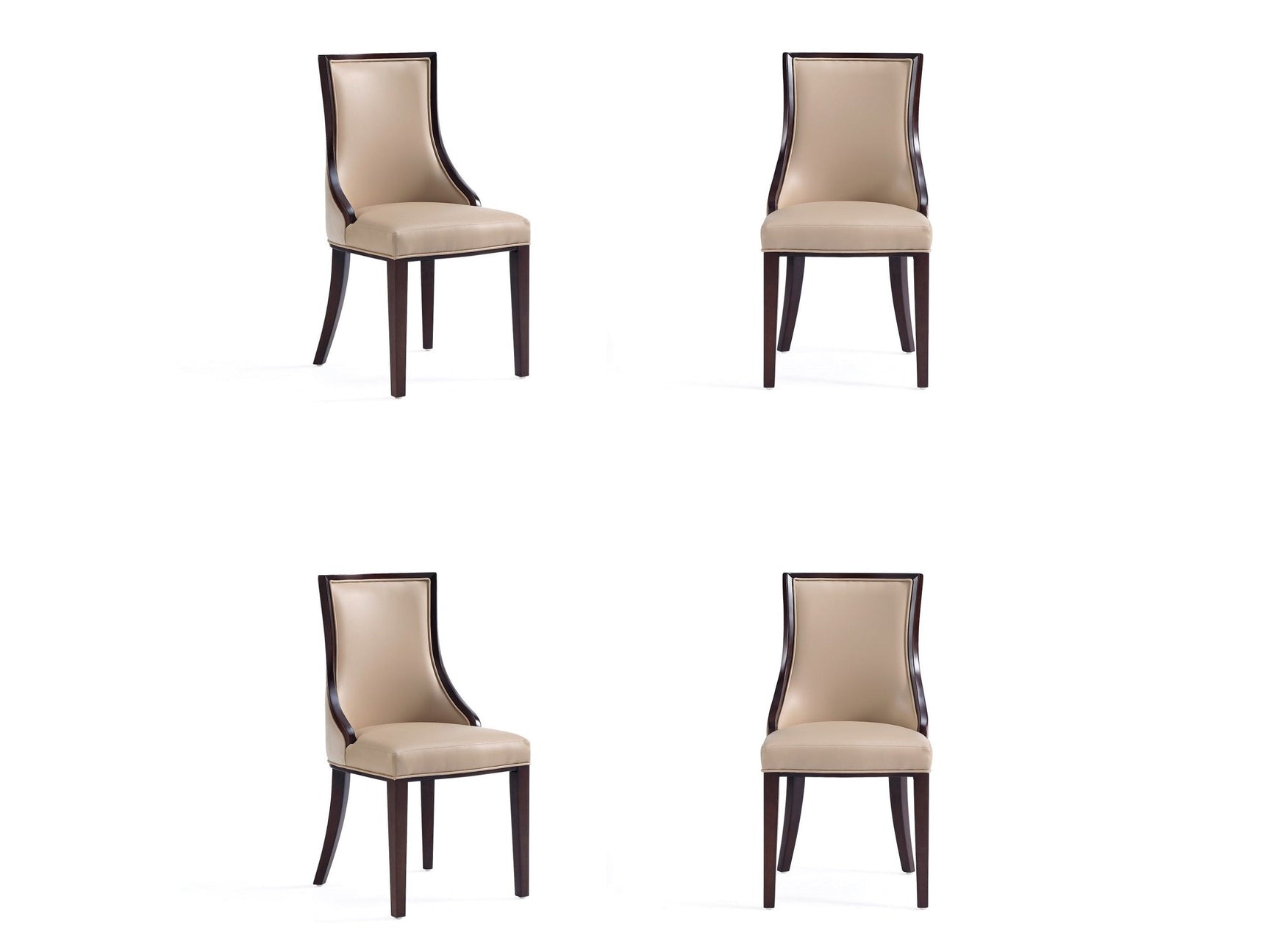Grand Faux Leather and Velvet Dining Chair in Tan (set of 4) - Ornate Home