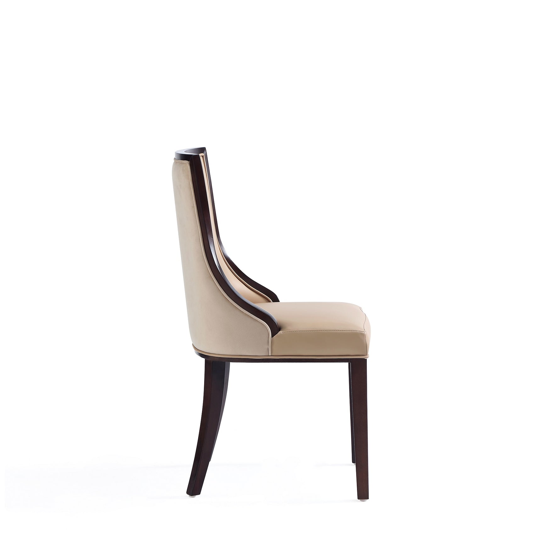 Grand Faux Leather and Velvet Dining Chair in Tan (set of 4) - Ornate Home