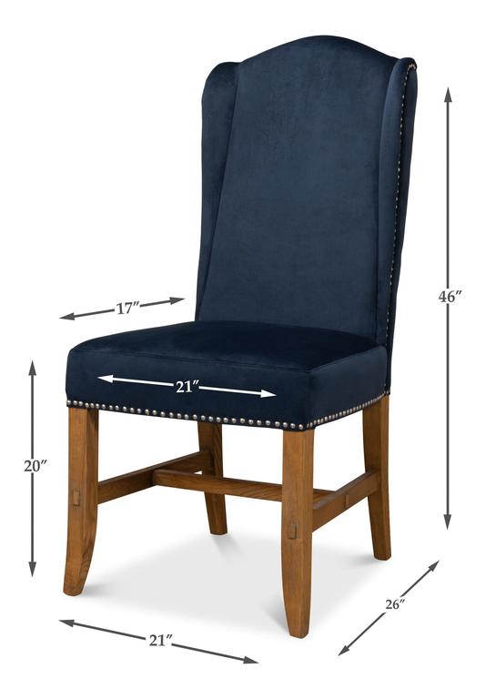 Grand Manor Blue High Back Dining Chair (Set of 2) - Ornate Home