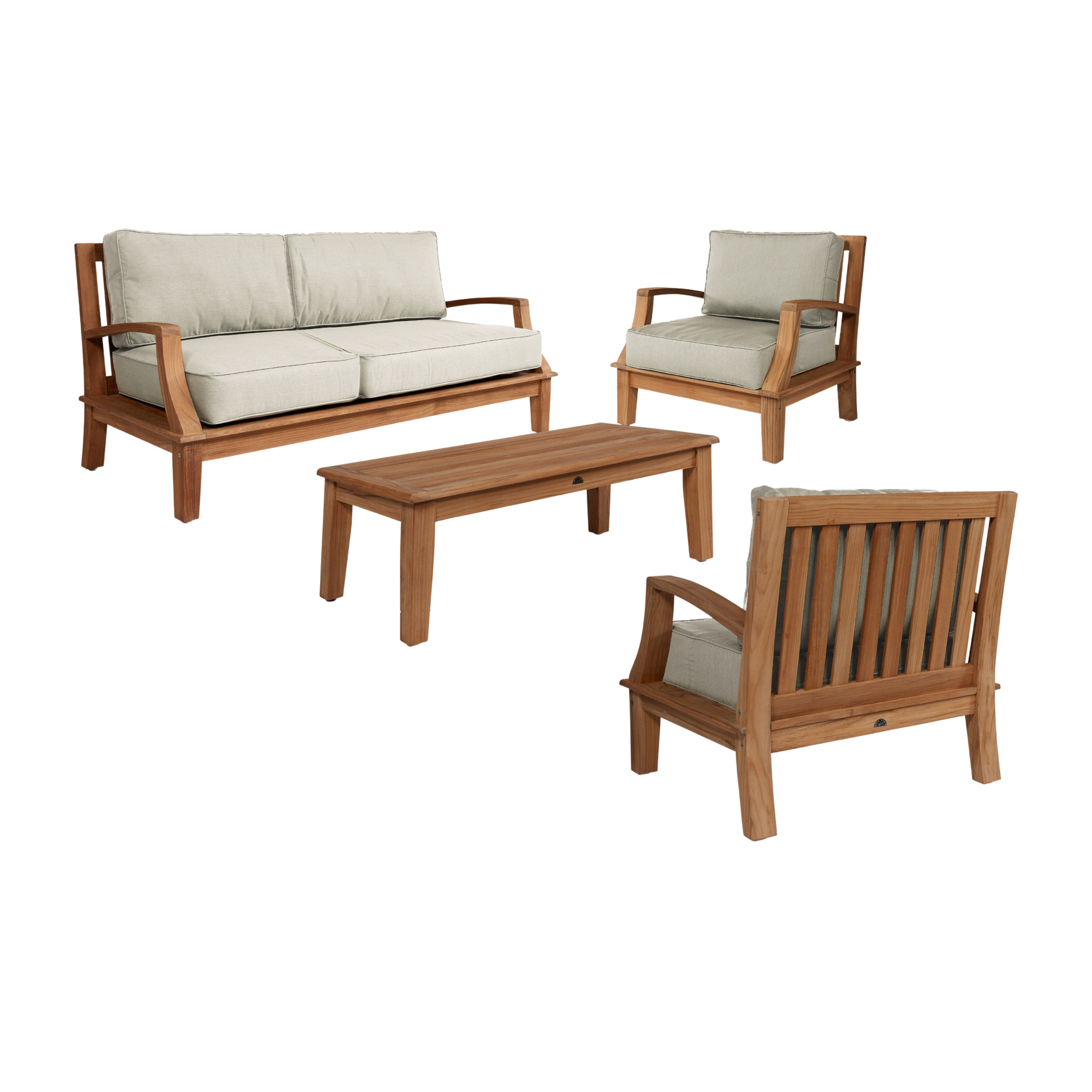 Grande Teak Canvas Outdoor Club Chair with Sunbrella® Cushion - Ornate Home