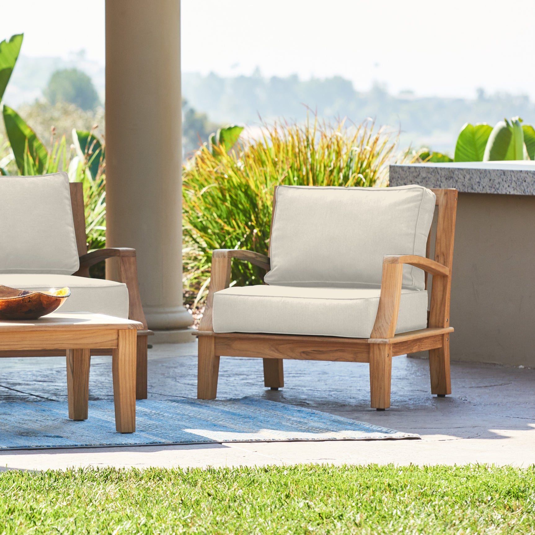 Grande Teak Canvas Outdoor Club Chair with Sunbrella® Cushion - Ornate Home